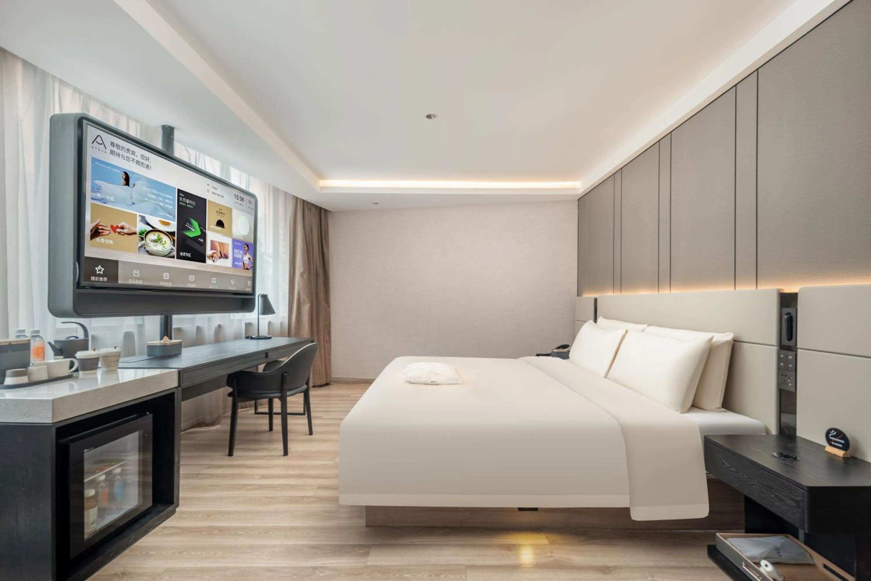 Bed in Atour Hotel Qingdao Olympic Sailing Center May Fourth Square