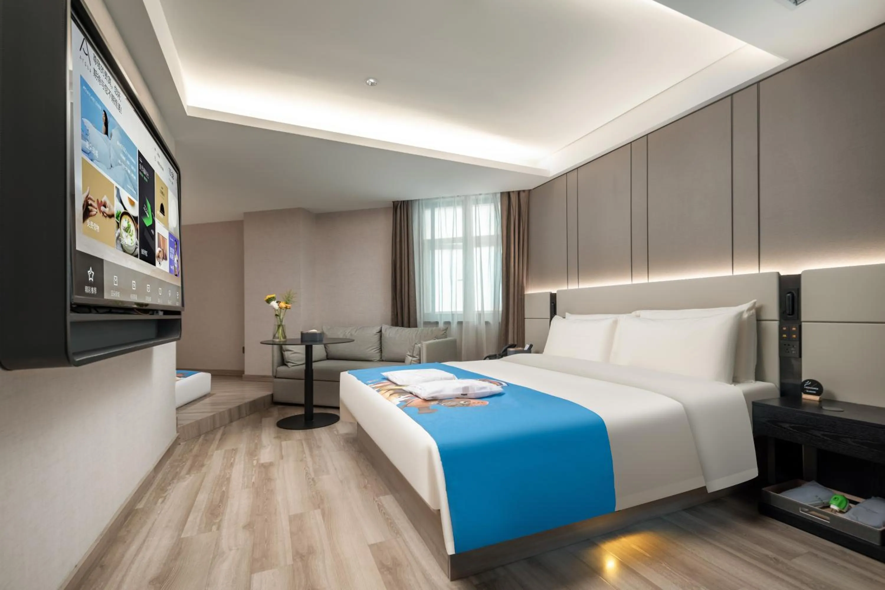 Bed in Atour Hotel Qingdao Olympic Sailing Center May Fourth Square