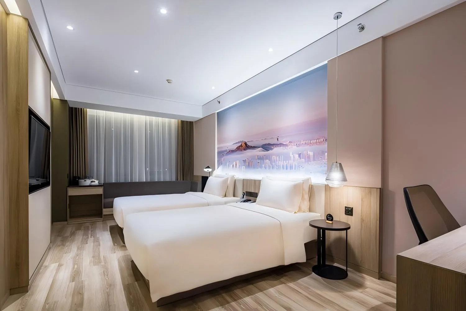 Bed in Atour Hotel Qingdao Fuzhou Road Sakura Town