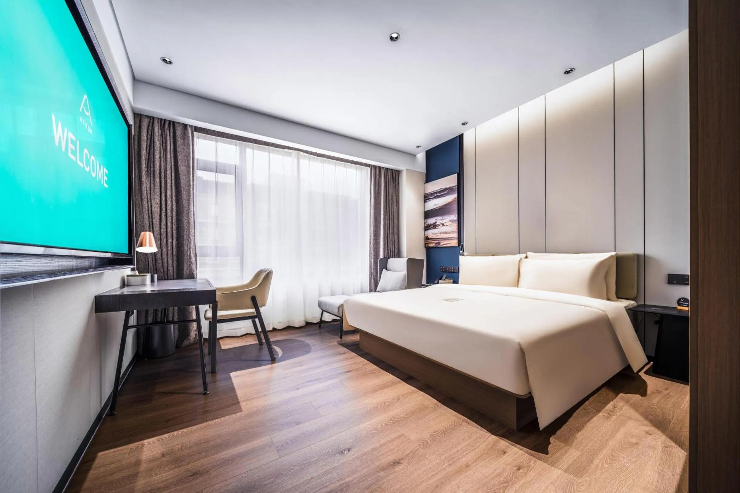 Bed in Atour Hotel Dalian Development Zone