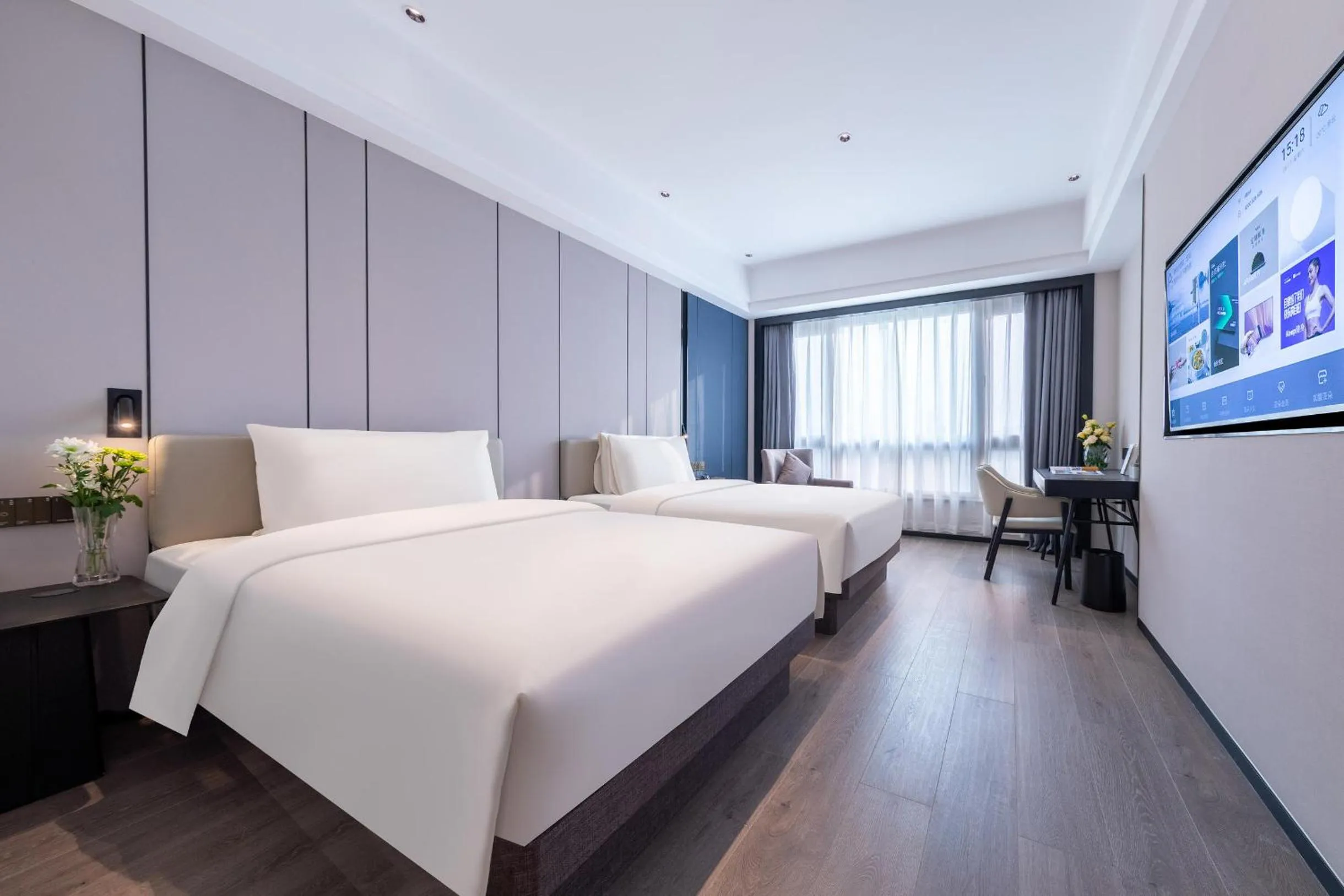 Bed in Atour X Hotel Ningbo Railway Station Liuting Street
