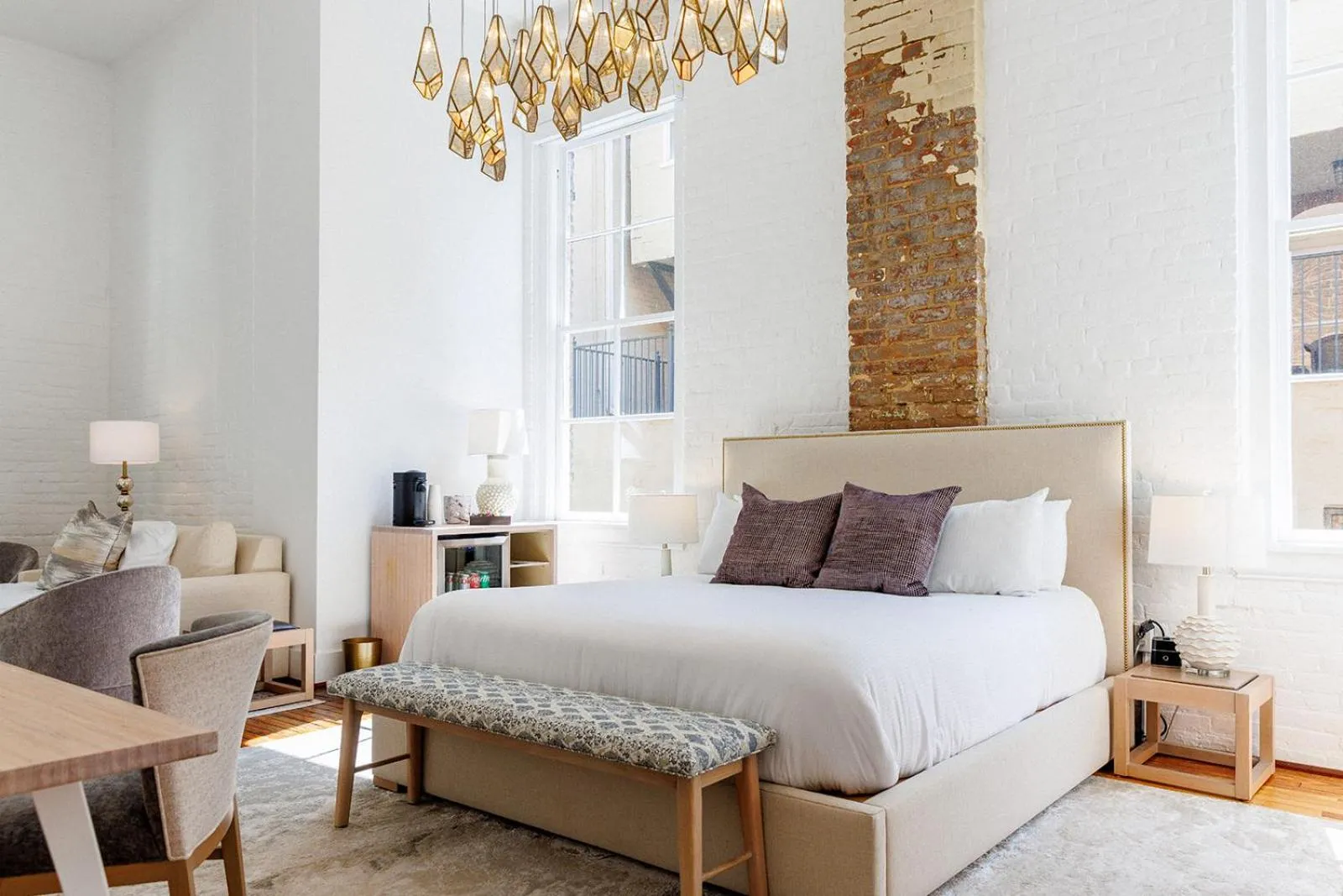 Bed in Fire Station One Boutique Hotel