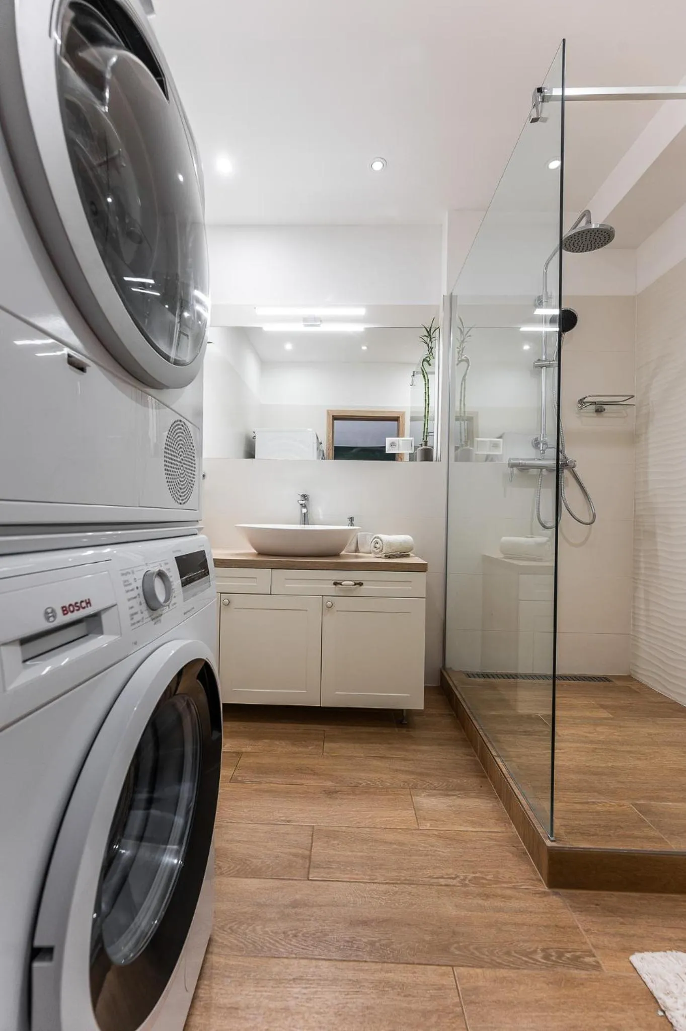 Shower in New Spacious Apartment with City View