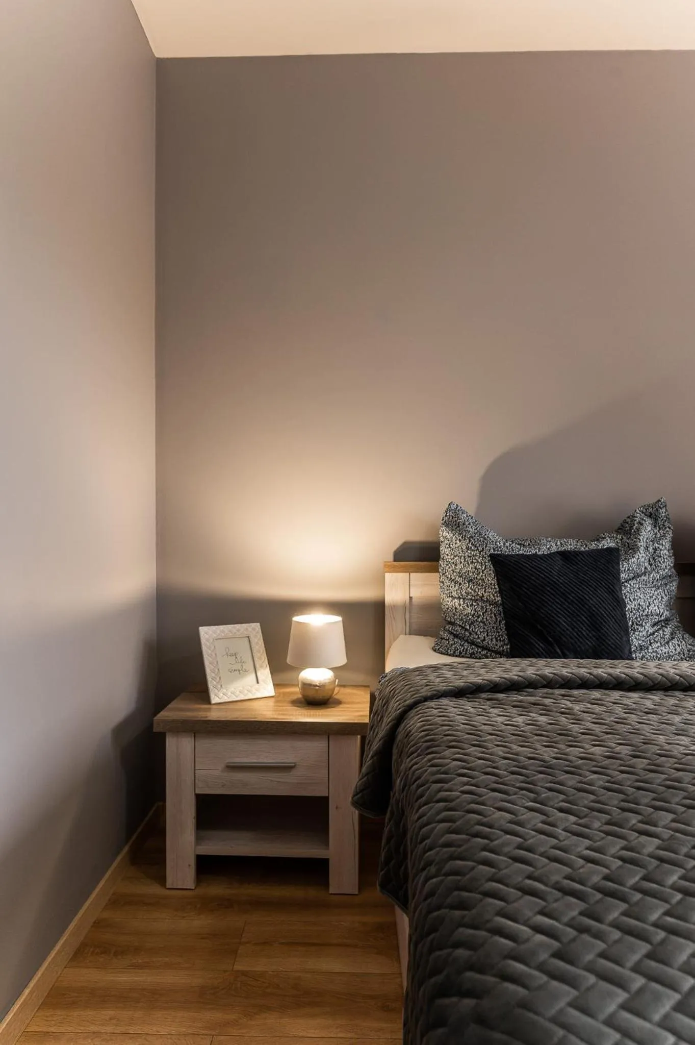 Bed in New Spacious Apartment with City View