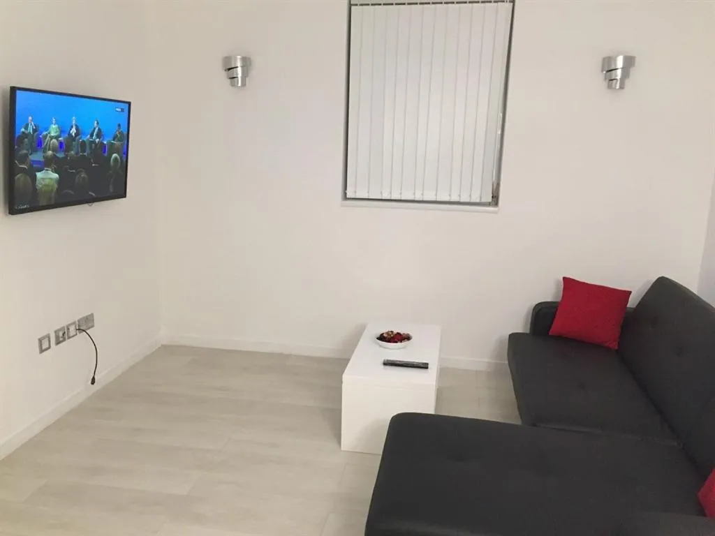 Living room in Nazarene apartments in Leeds
