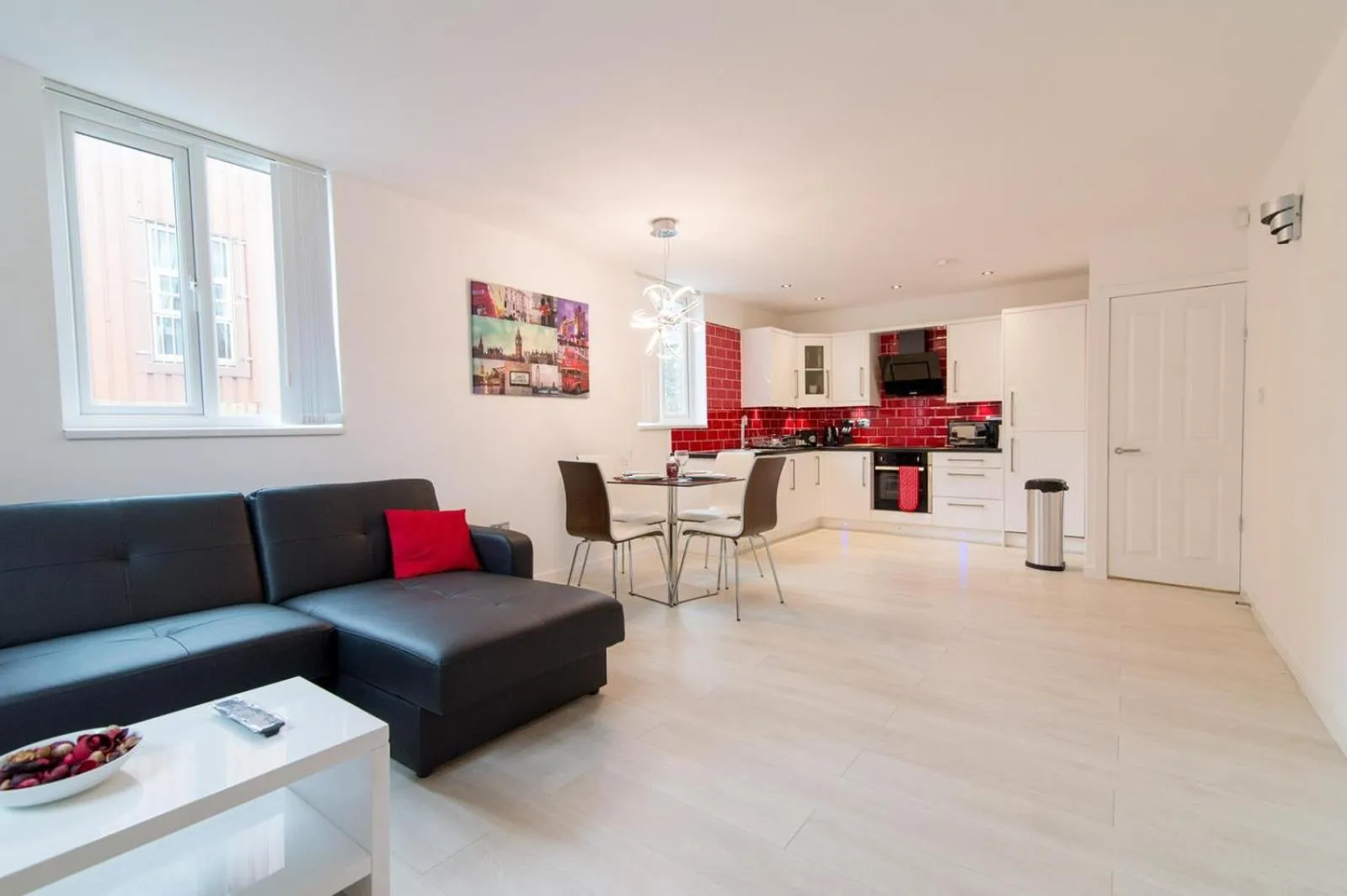 Living room in Nazarene apartments in Leeds