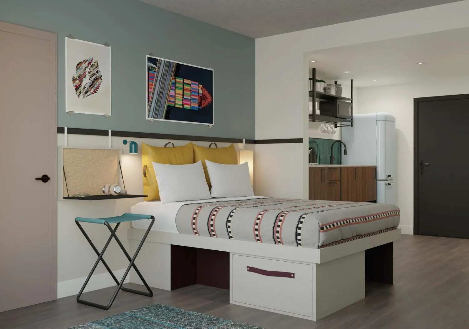 Kitchen or kitchenette, Bed in Moxy Halifax Downtown