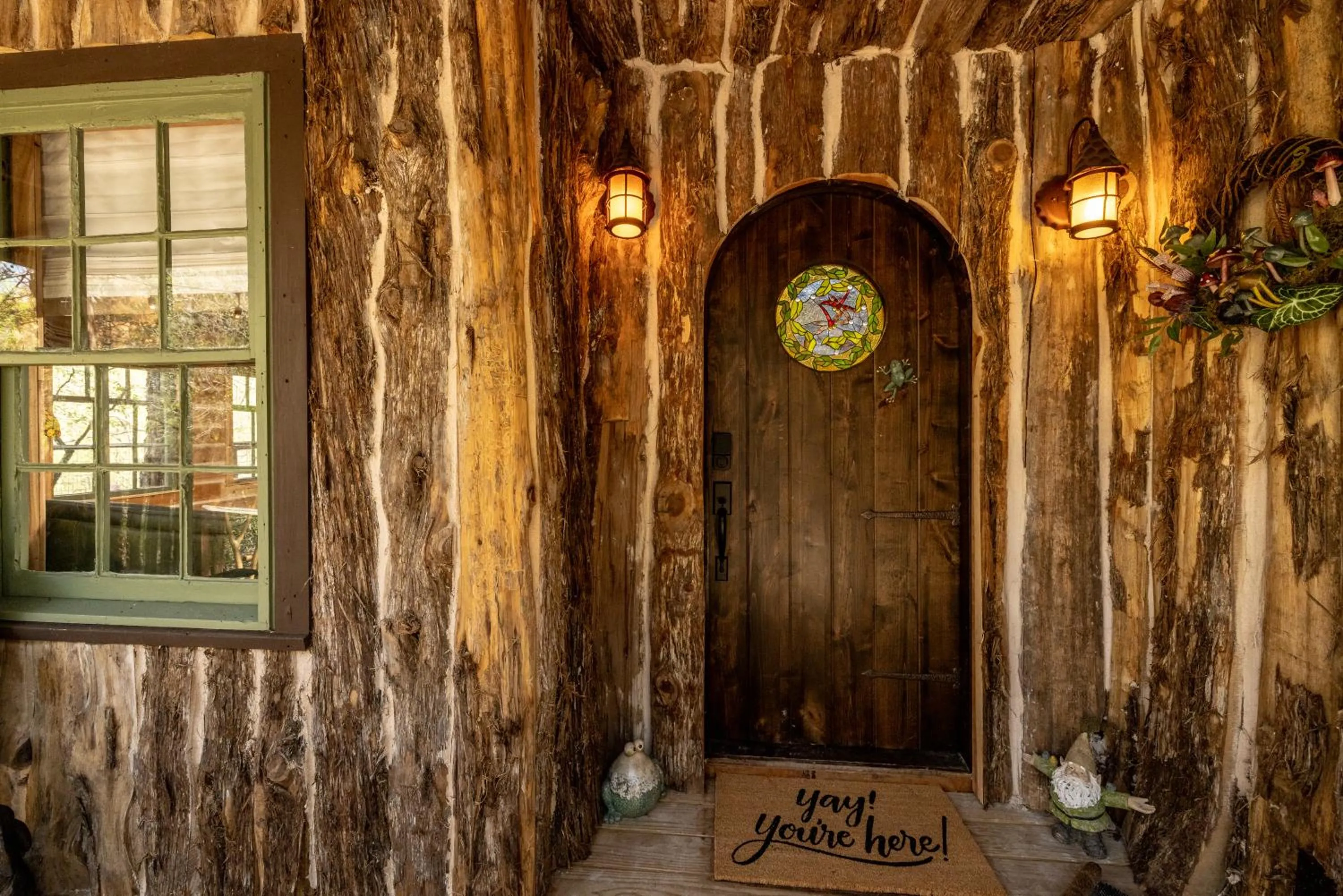 Facade/entrance in "Magical Treehouse" w spiral slide off the deck 350 acres on the Brazos River! Tubing! Petting Zoo!