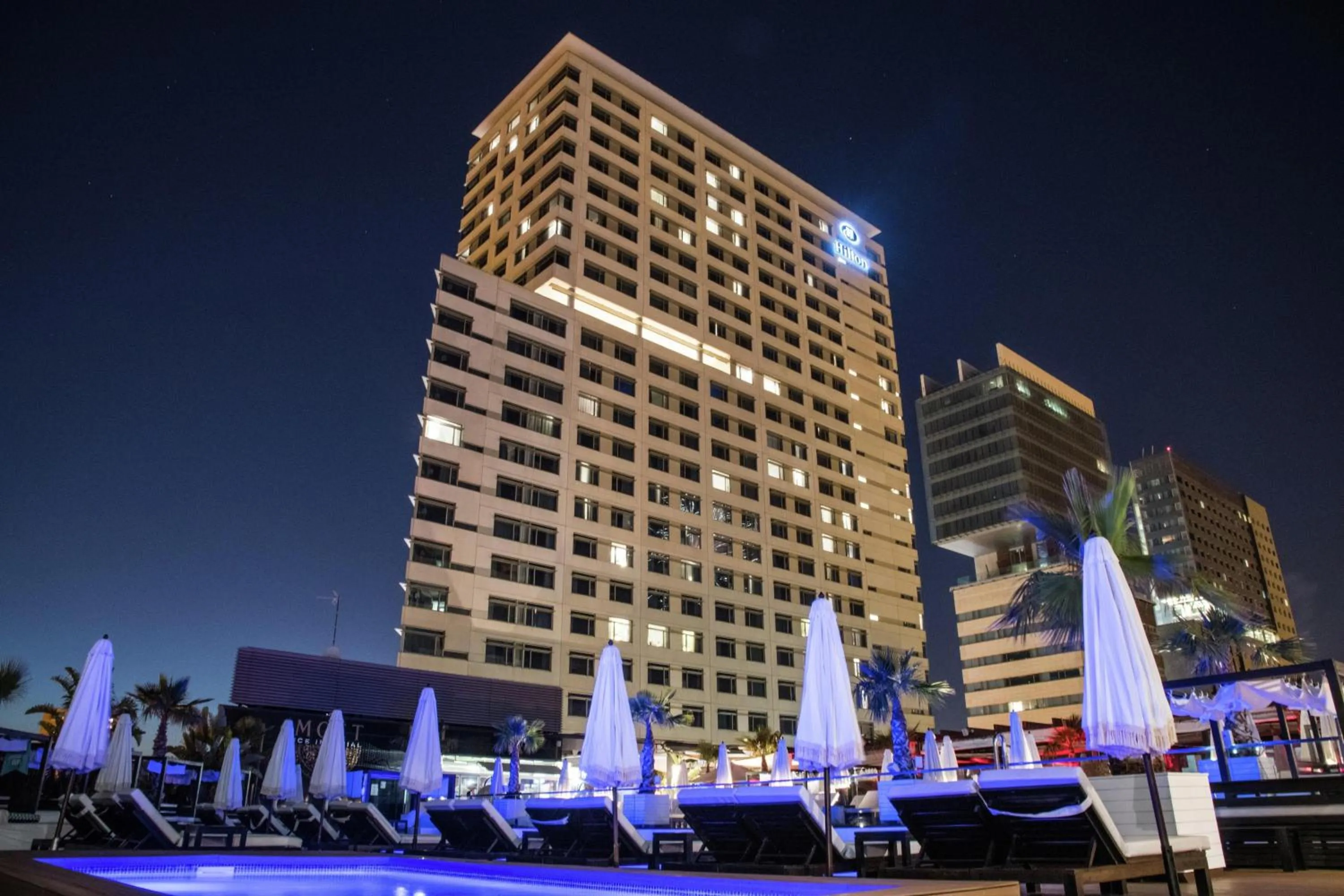 Pool view in Hilton Diagonal Mar Barcelona
