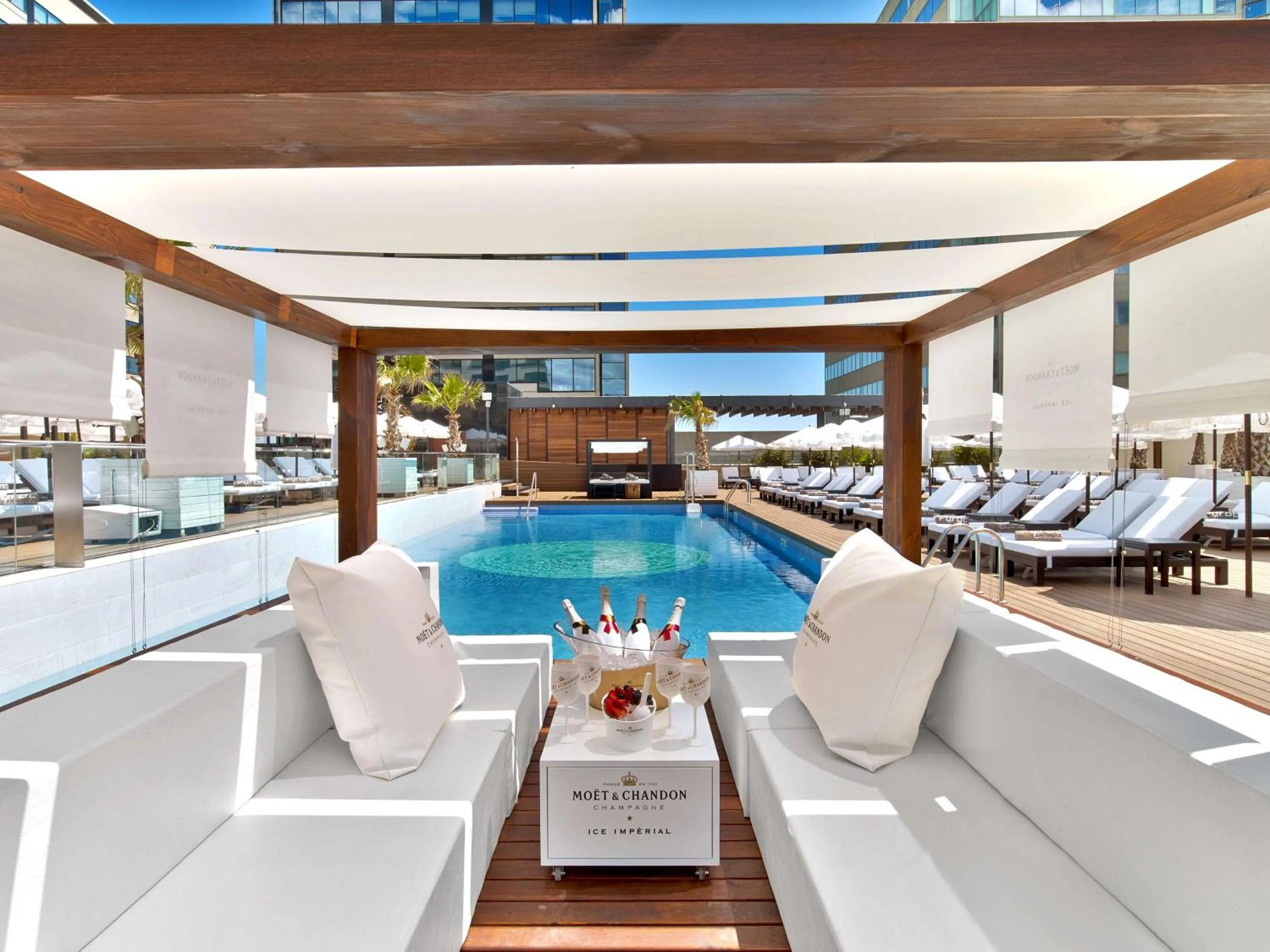 Pool view in Hilton Diagonal Mar Barcelona