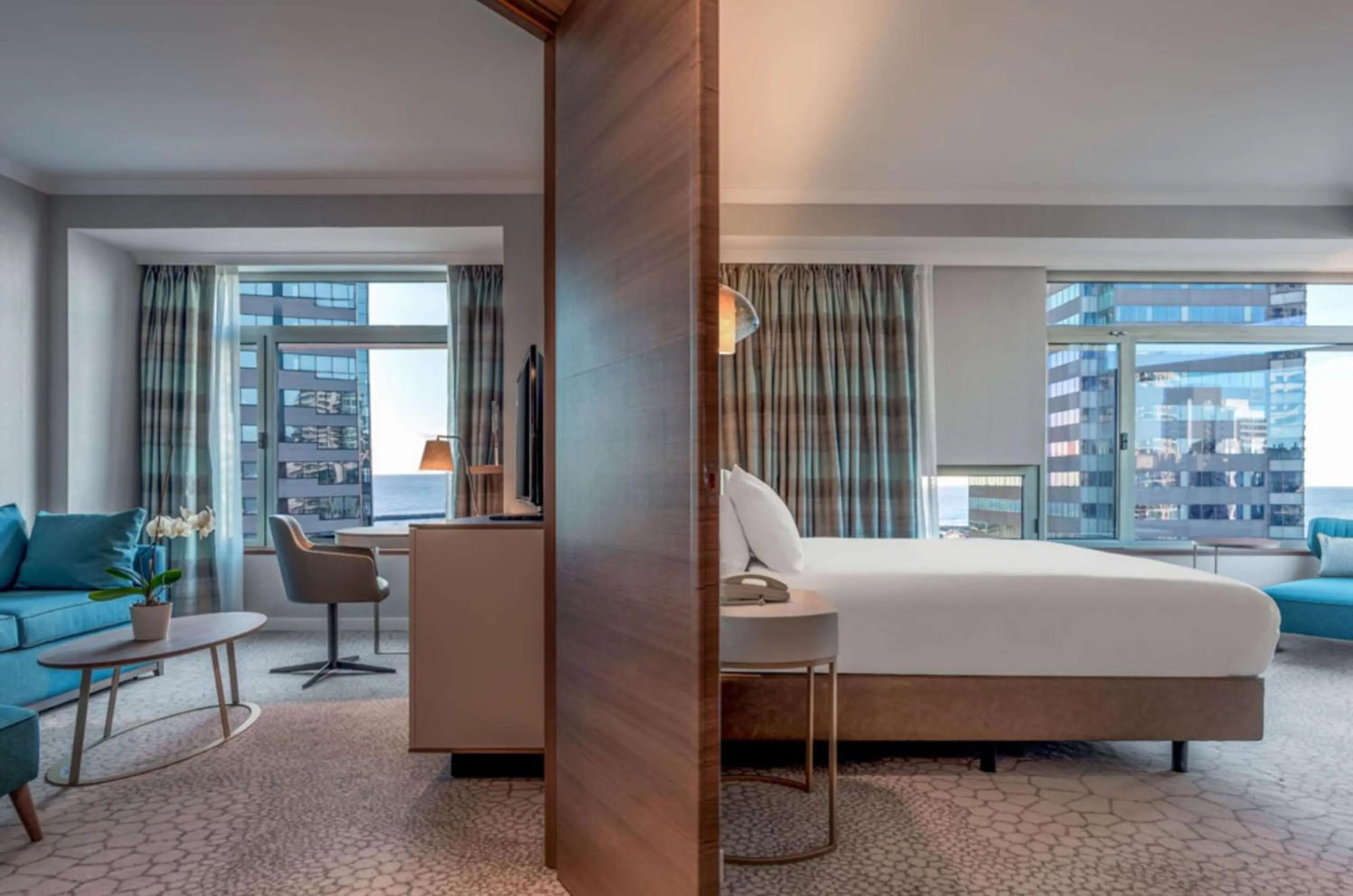 Living room, Bed in Hilton Diagonal Mar Barcelona