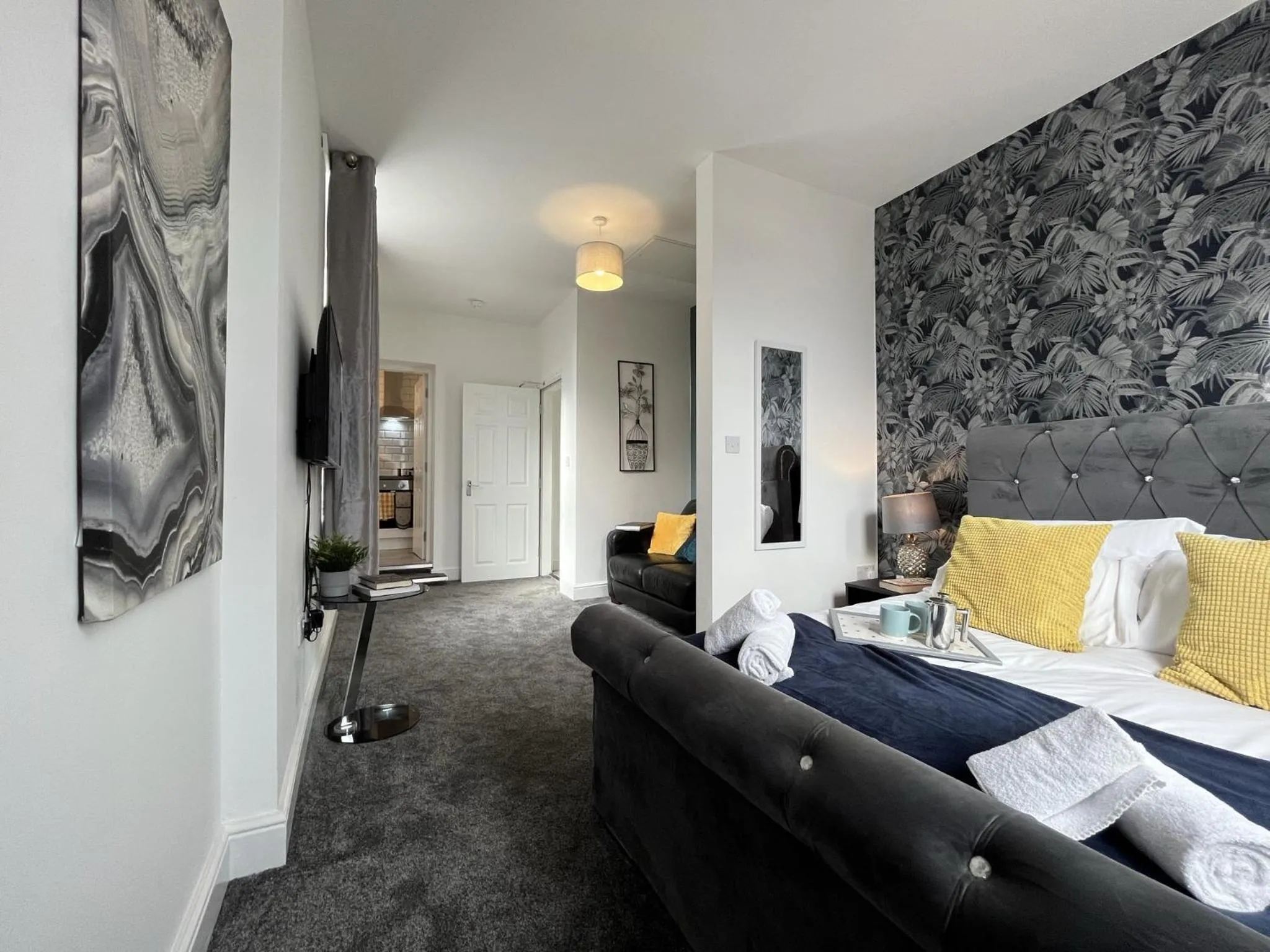 Bedroom, Bed in Modern 1 bed studios for comfy stay in Preston