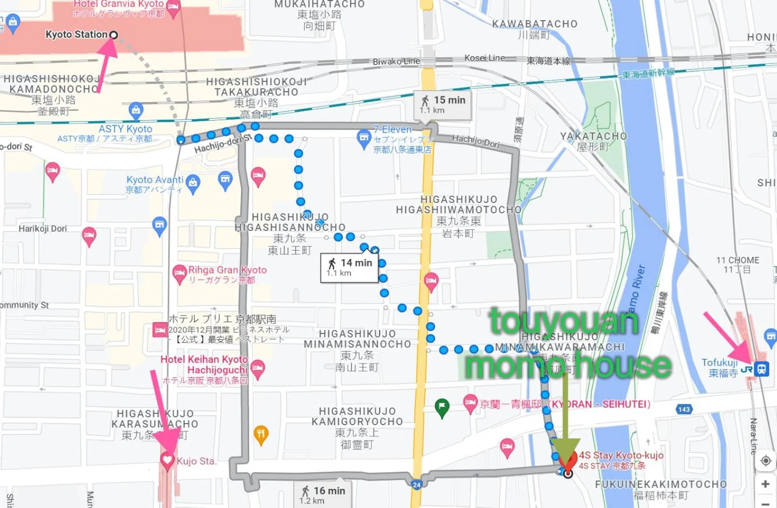 Location in 桃夭庵 touyouan momo house kujo 一棟貸切