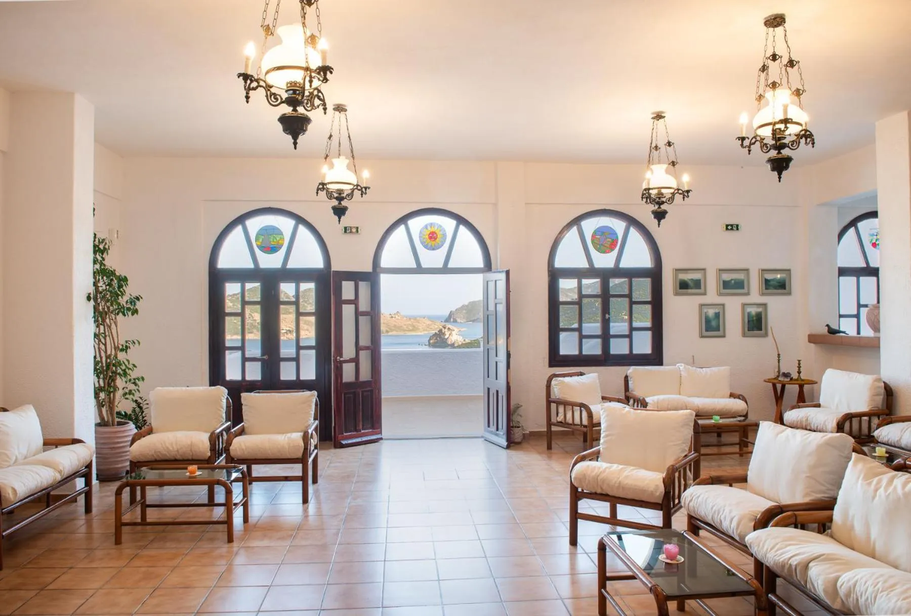 Lobby or reception in Golden Sun Hotel Patmos