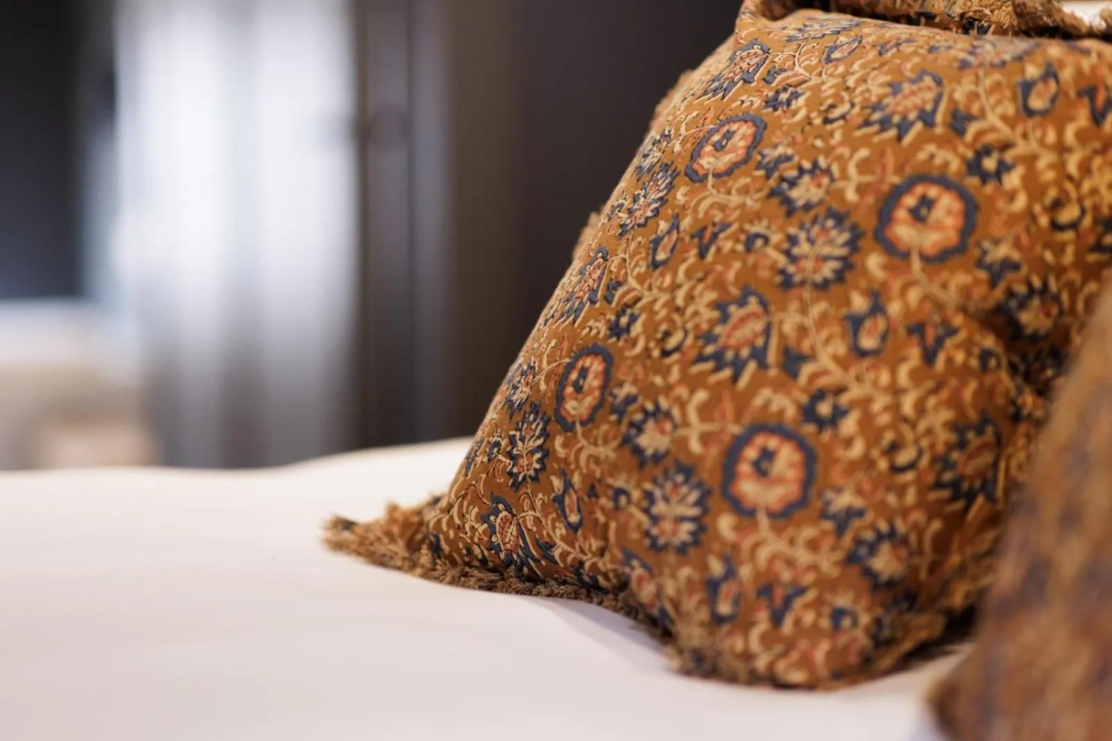 Bed in The Silk Rooms, at The Freemasons Inn