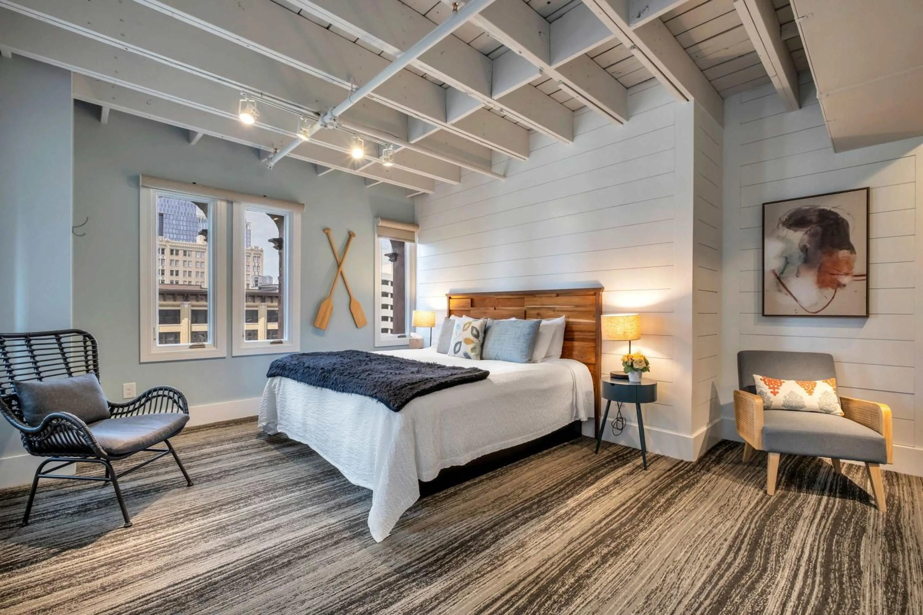 Bed in Skyline Suite with Penthouse & Rooftop Deck 6BR by Maddox Hotel