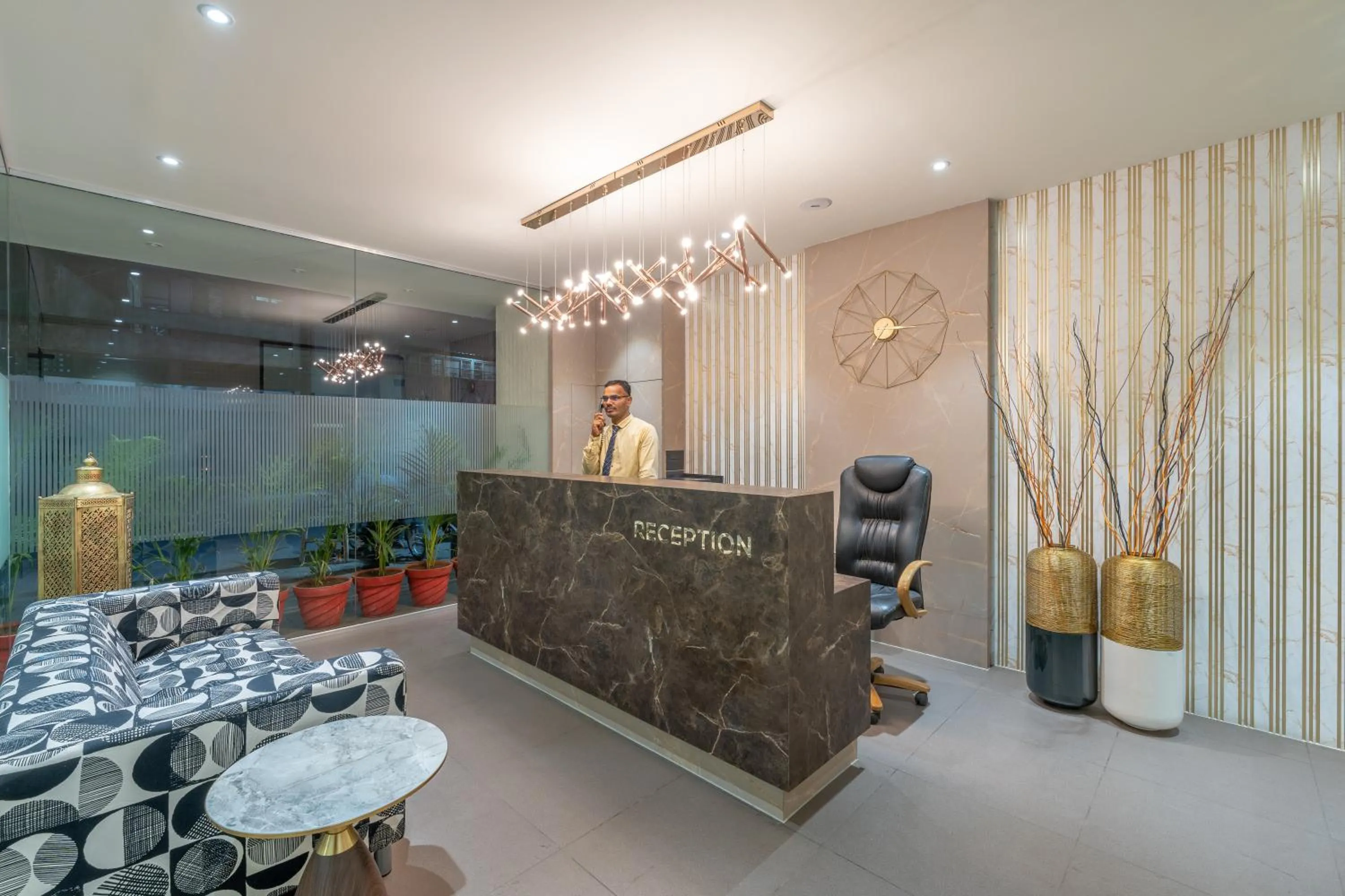 Lobby or reception in Hotel Devgiri