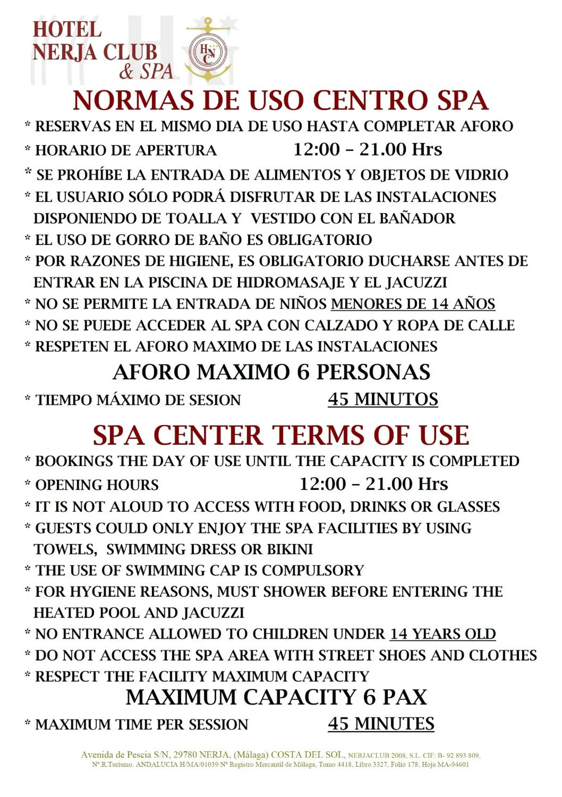 Spa and wellness centre/facilities in Hotel Nerja Club by Dorobe