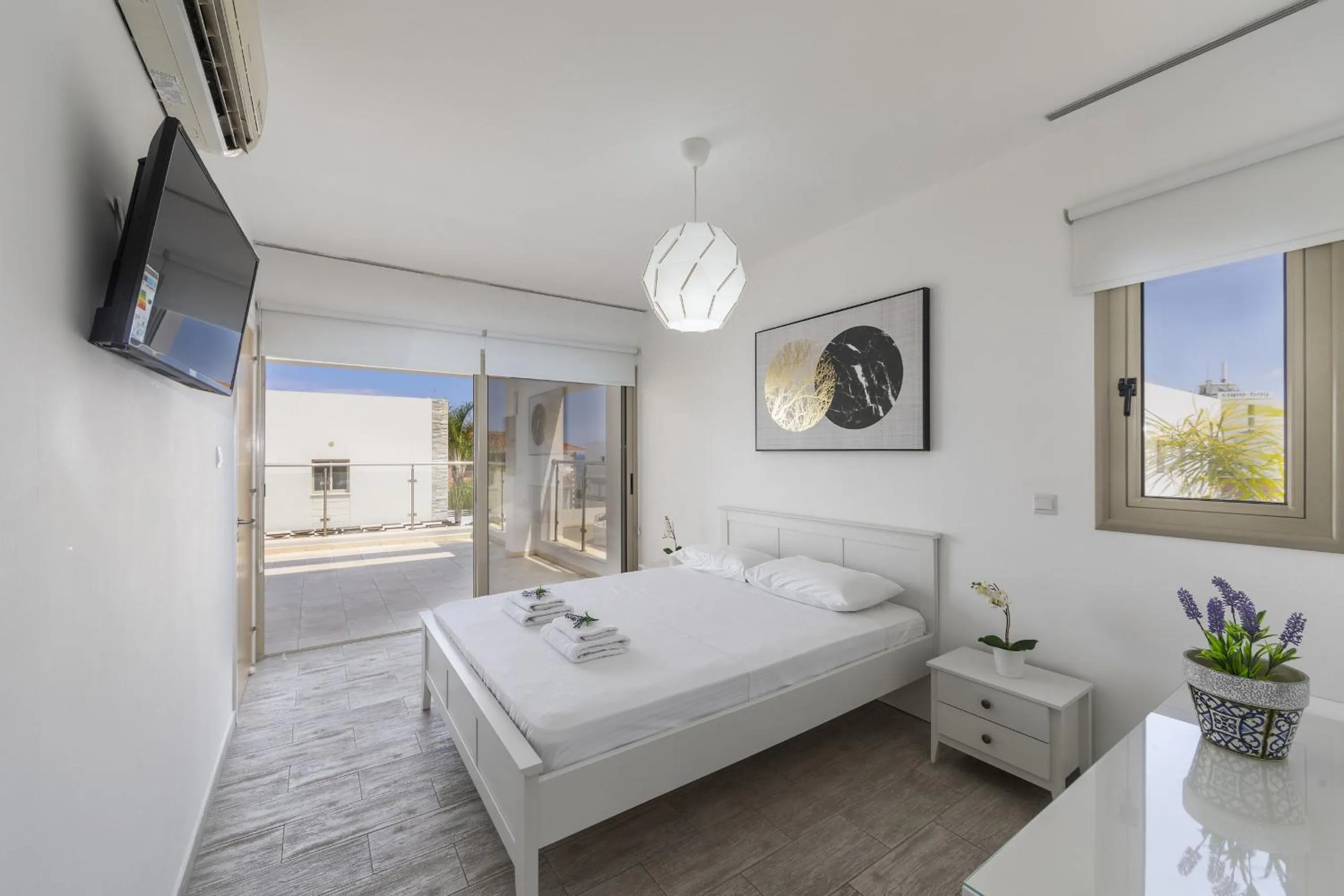 Bed in Protaras Sunrise Beach Villa 2