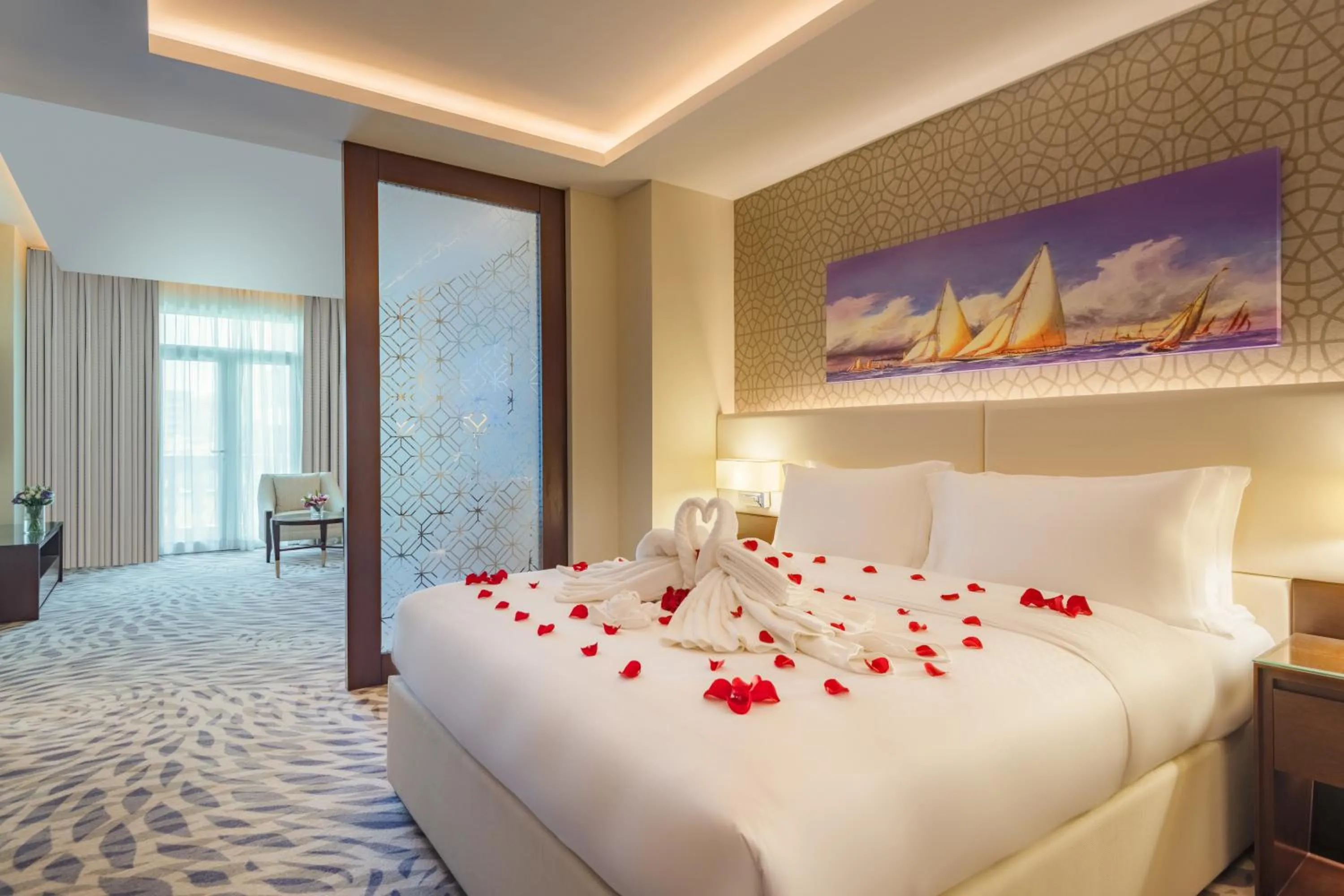 Bedroom, Bed in Riviera Rayhaan by Rotana Doha