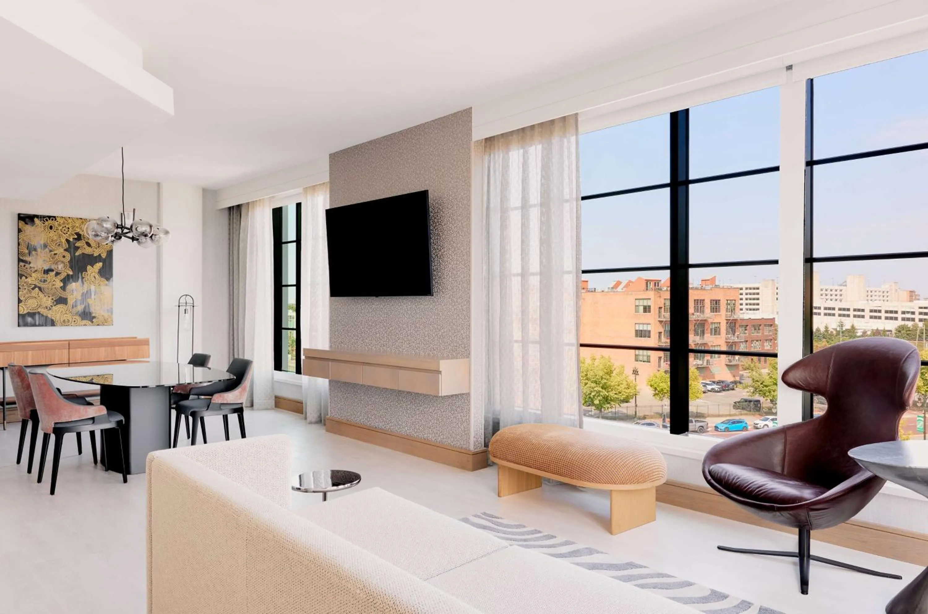 Living room in The Godfrey Detroit, Curio Collection By Hilton