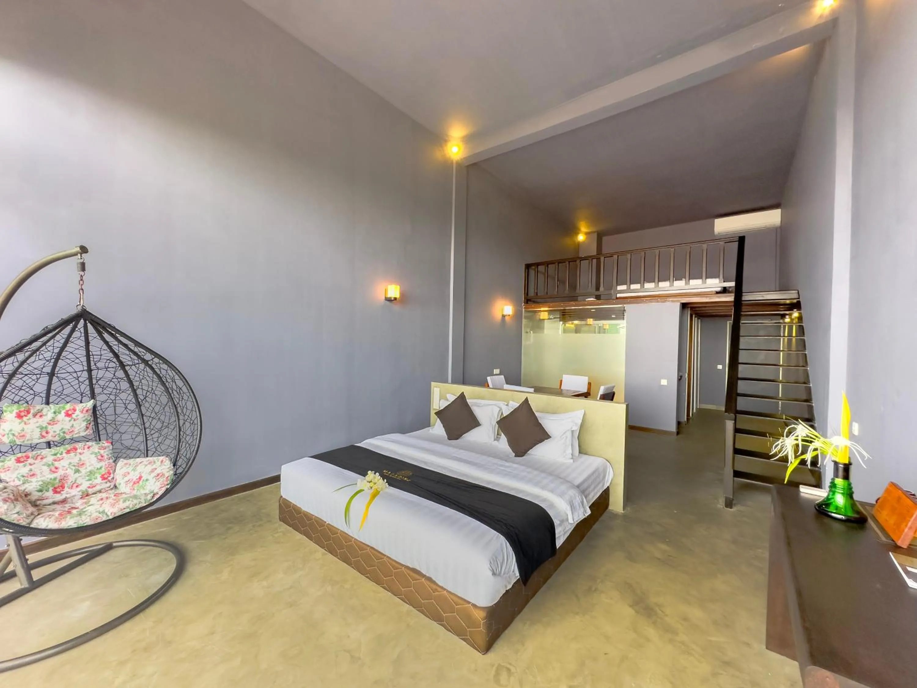 Bed in Mazarine Surf Suites Hiriketiya