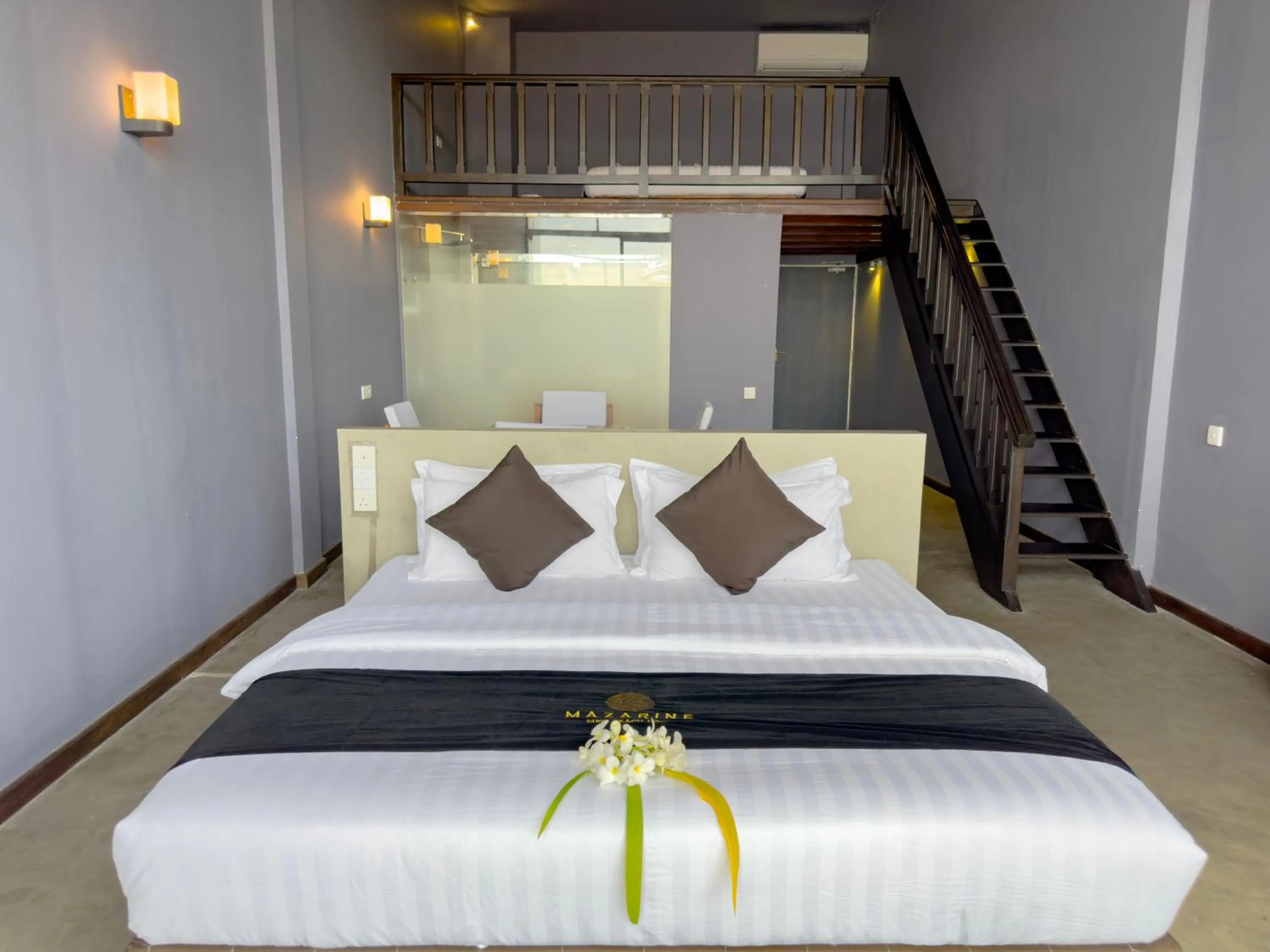 Bed in Mazarine Surf Suites Hiriketiya