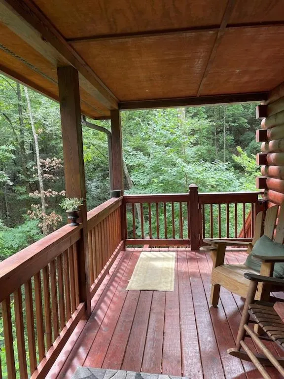 Balcony/Terrace in Alpenhaus Cabins Real Log Home in Helen Ga Mountains with hot tub and balconies