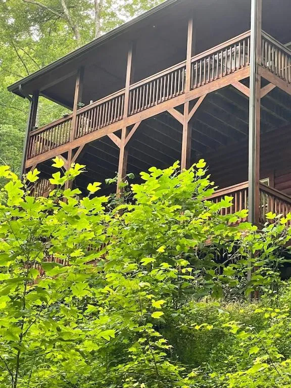 Balcony/Terrace in Alpenhaus Cabins Real Log Home in Helen Ga Mountains with hot tub and balconies