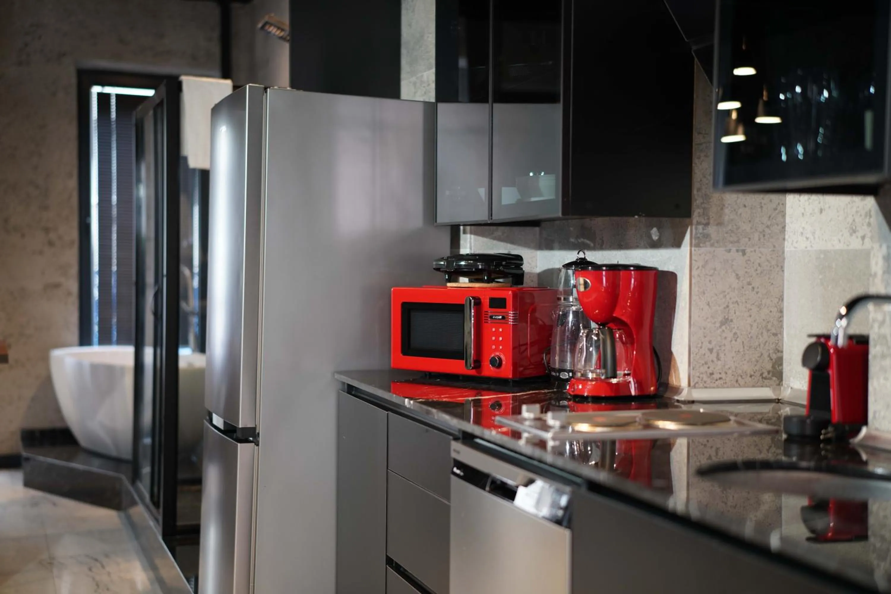 Kitchen or kitchenette in Monev Suites Hotel