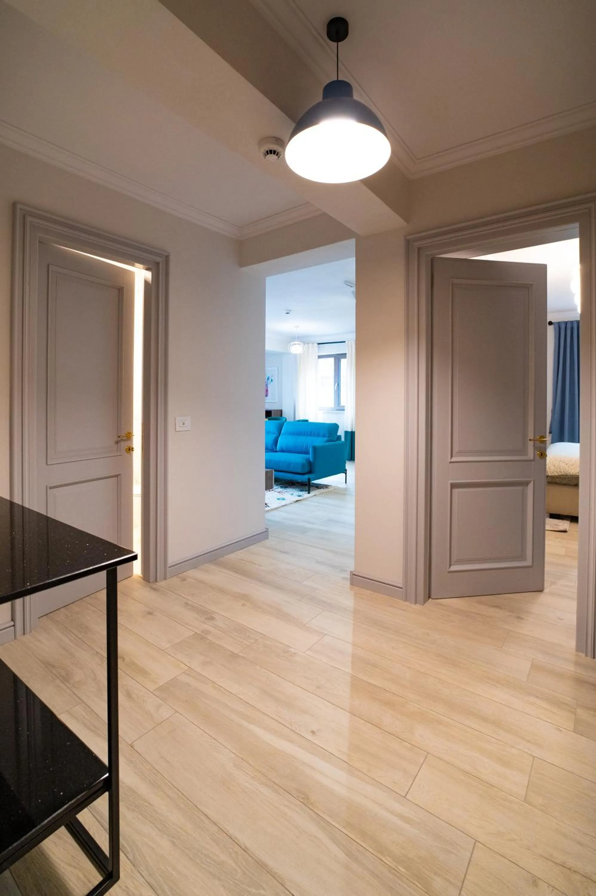 Living room, Bed in First Apartments