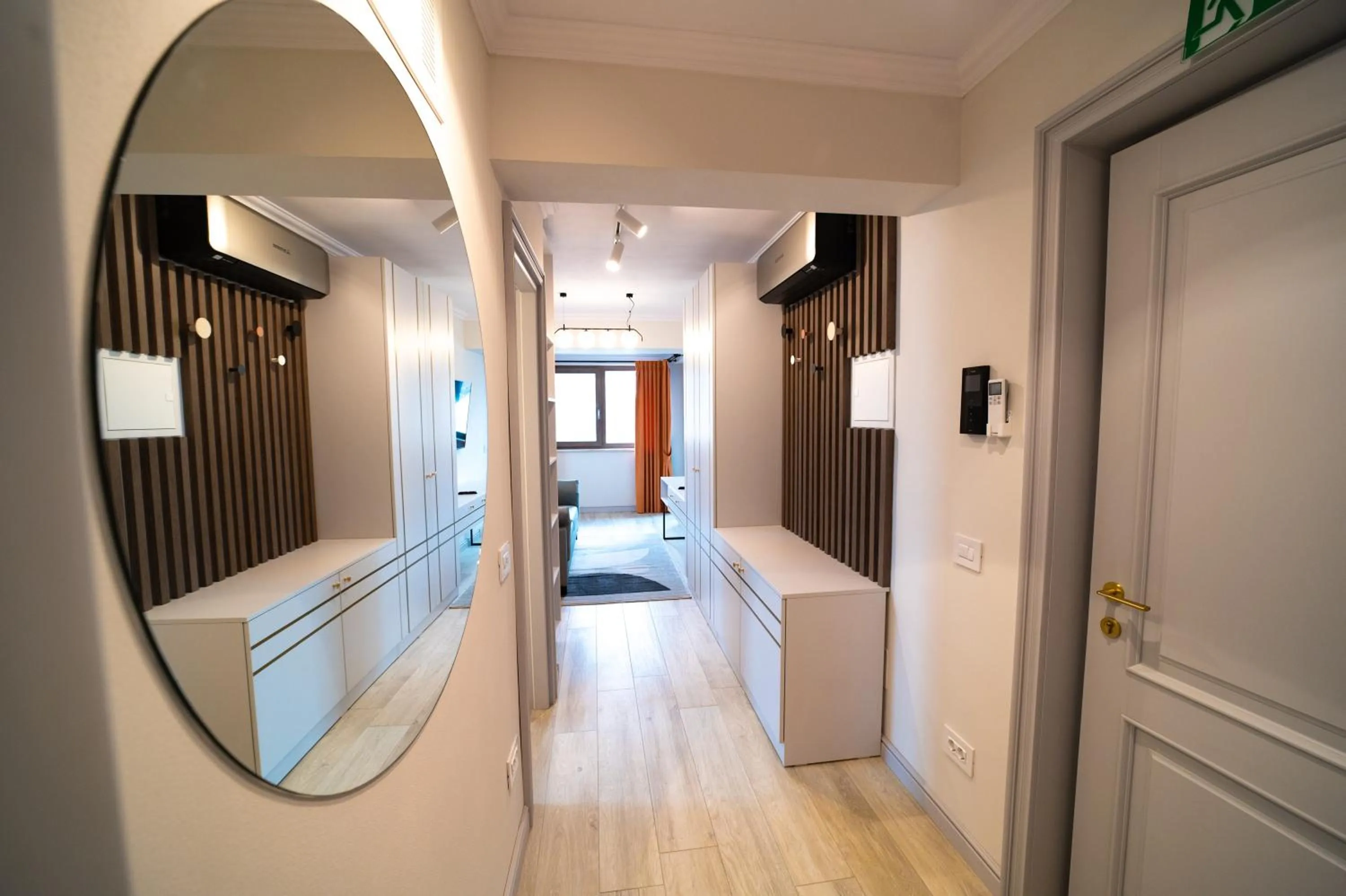 Living room, Bed in First Apartments