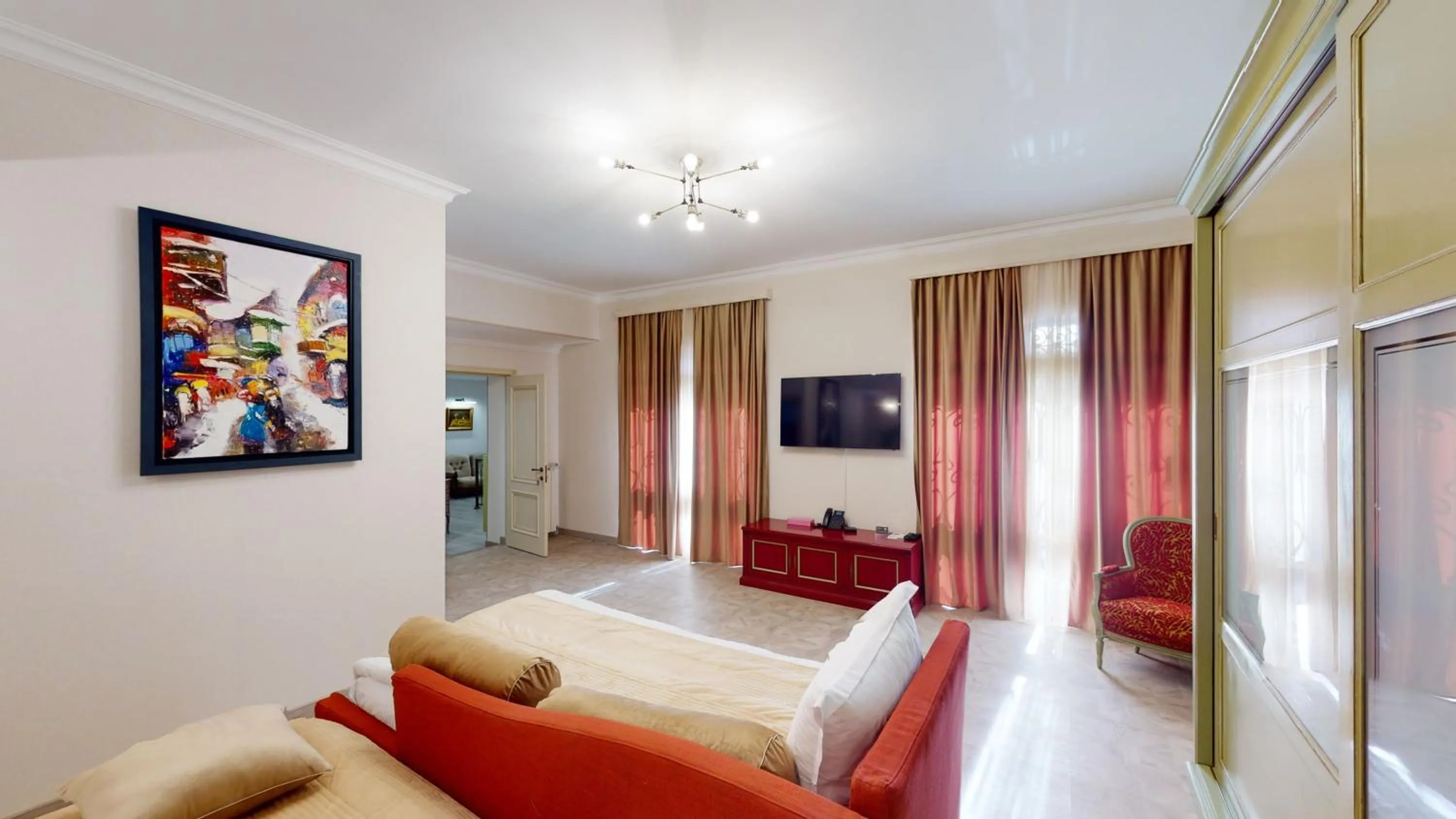 Communal lounge/ TV room, Bed in Aspar Boutique Hotel