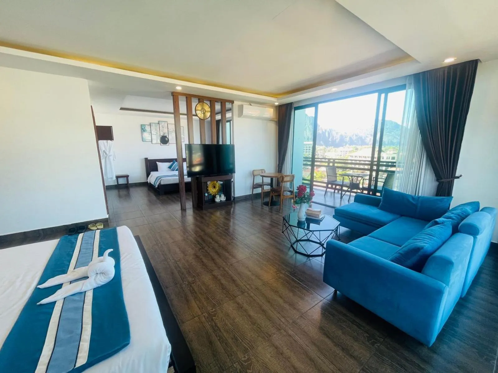 Bed in VANG VIENG TOPVIEW HOTEL