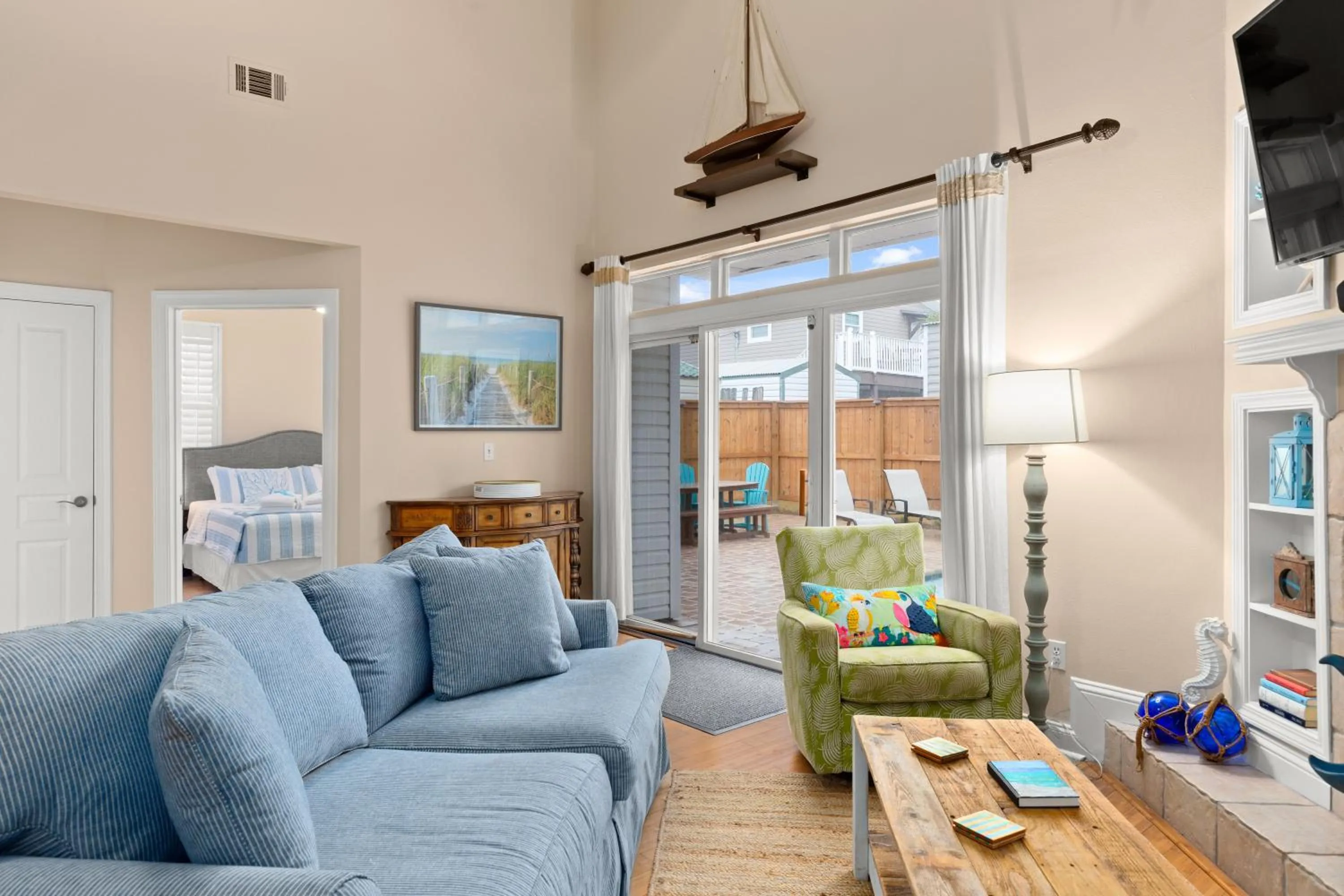 Photo of the whole room in Expertly Decorated Family Home, Steps to Beach w/ a Private Heated Pool & Spa!