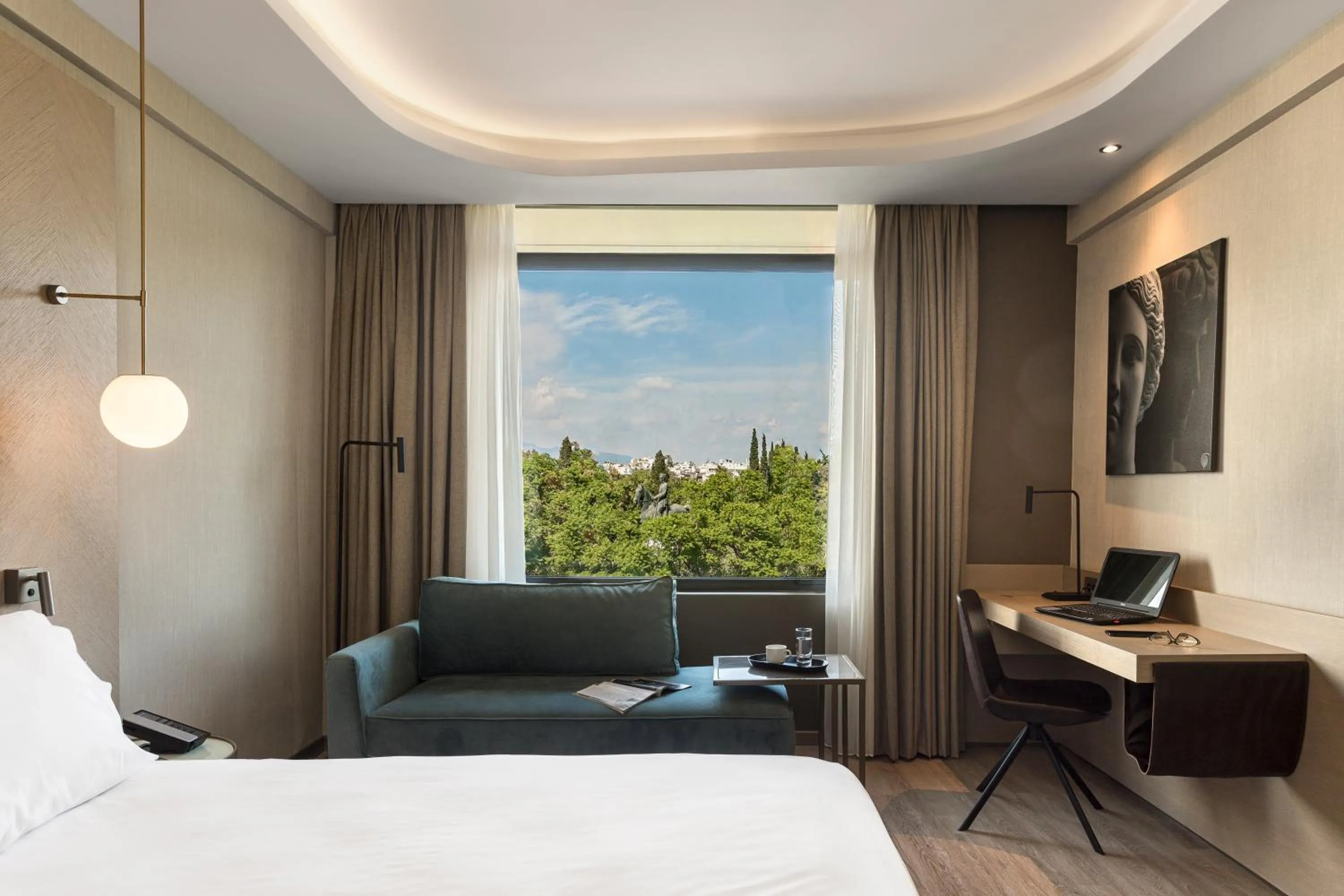 View (from property/room), Bed in Radisson Blu Park Hotel Athens