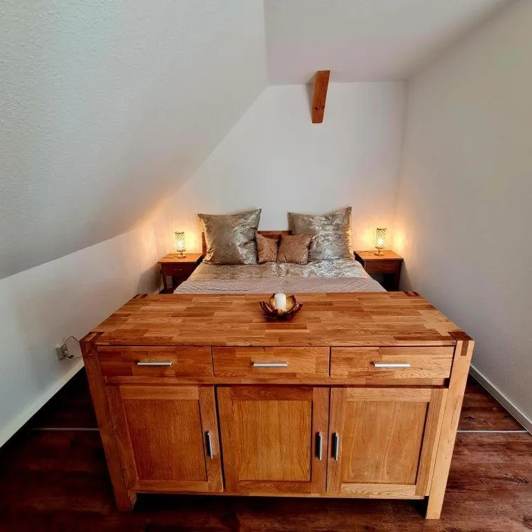 Bed in Urlaubsdomizil Am Töpfer - Ferienwohnungen in Olbersdorf