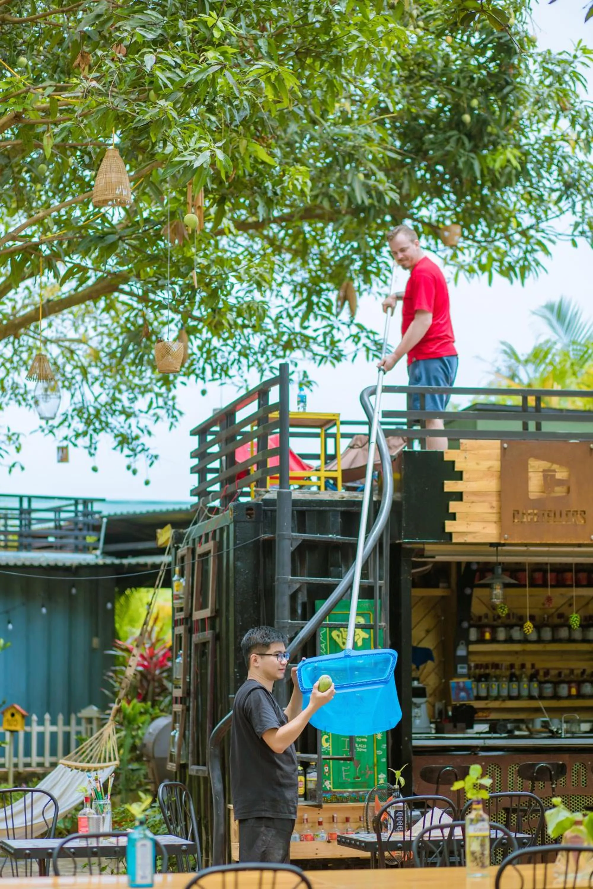 Communal lounge/ TV room in Republic Hostel Cat Ba