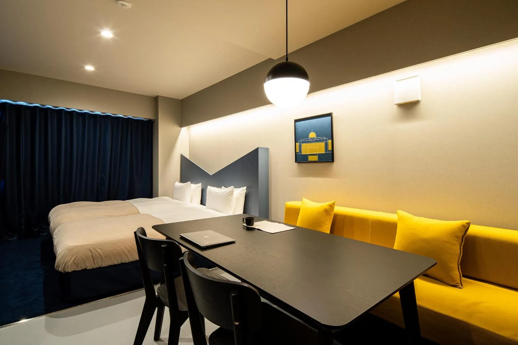 Seating area, Bed in Section L Tsukiji