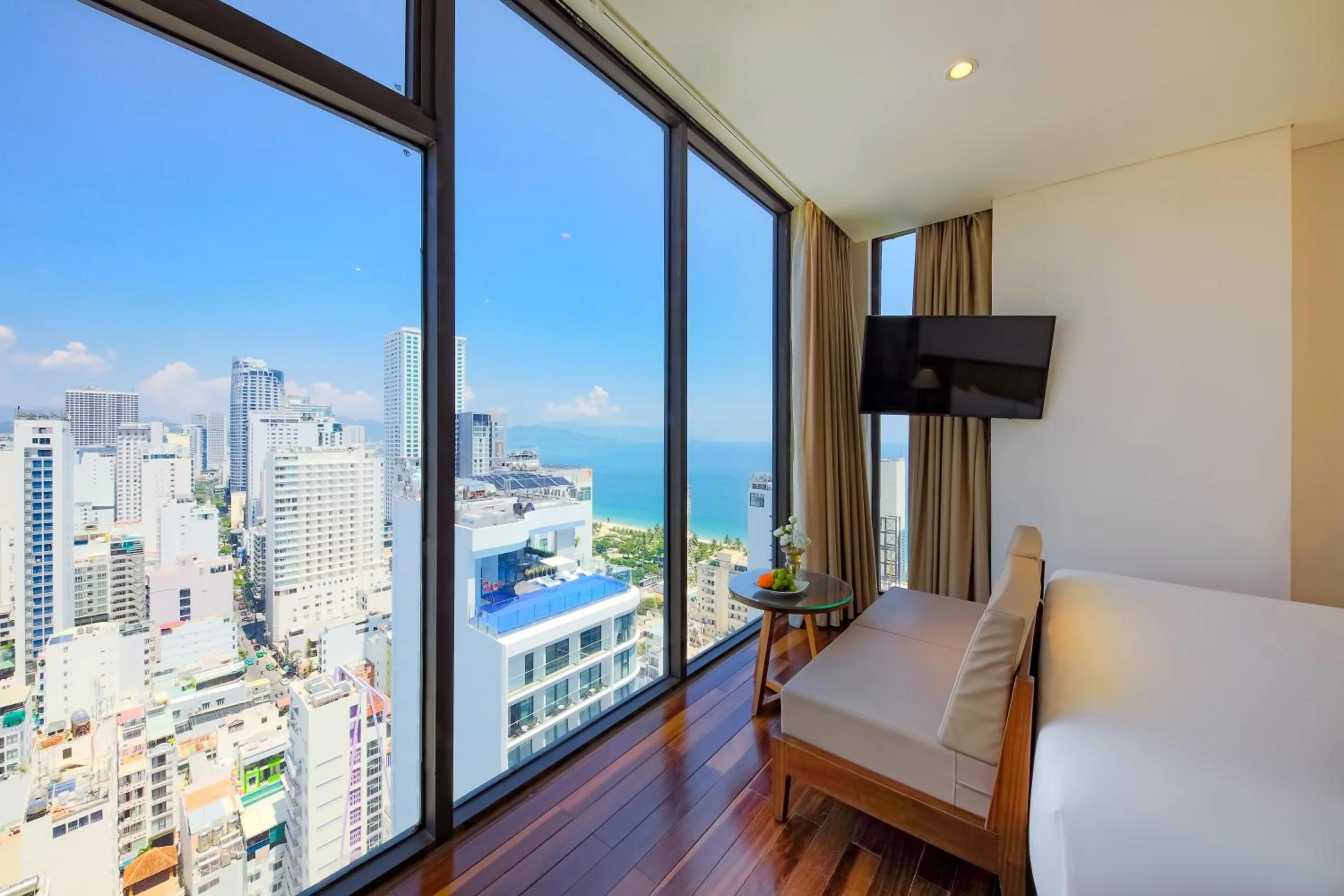 View (from property/room), Bed in Green Beach Hotel Nha Trang