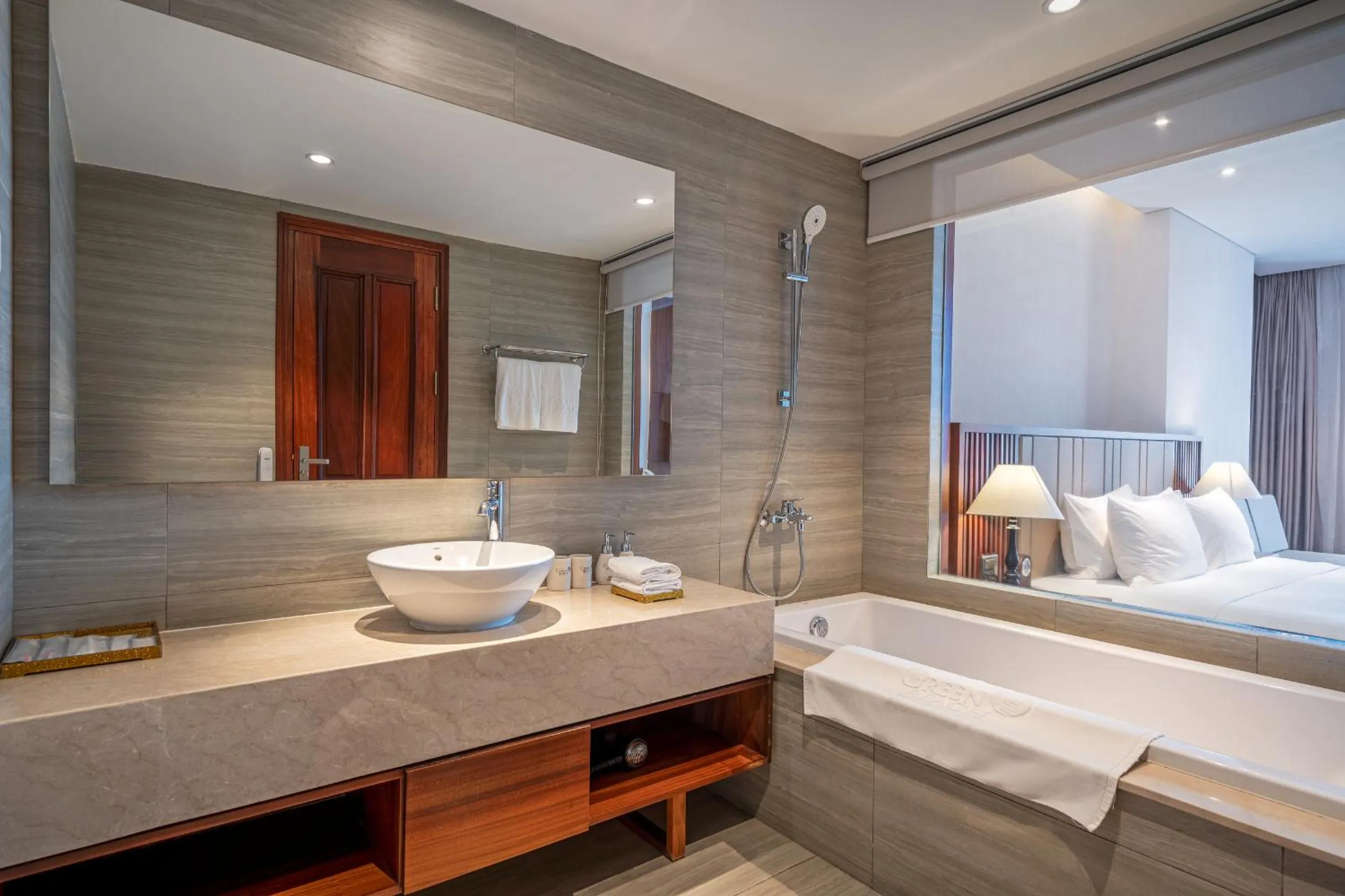 Shower, Bed in Green Beach Hotel Nha Trang