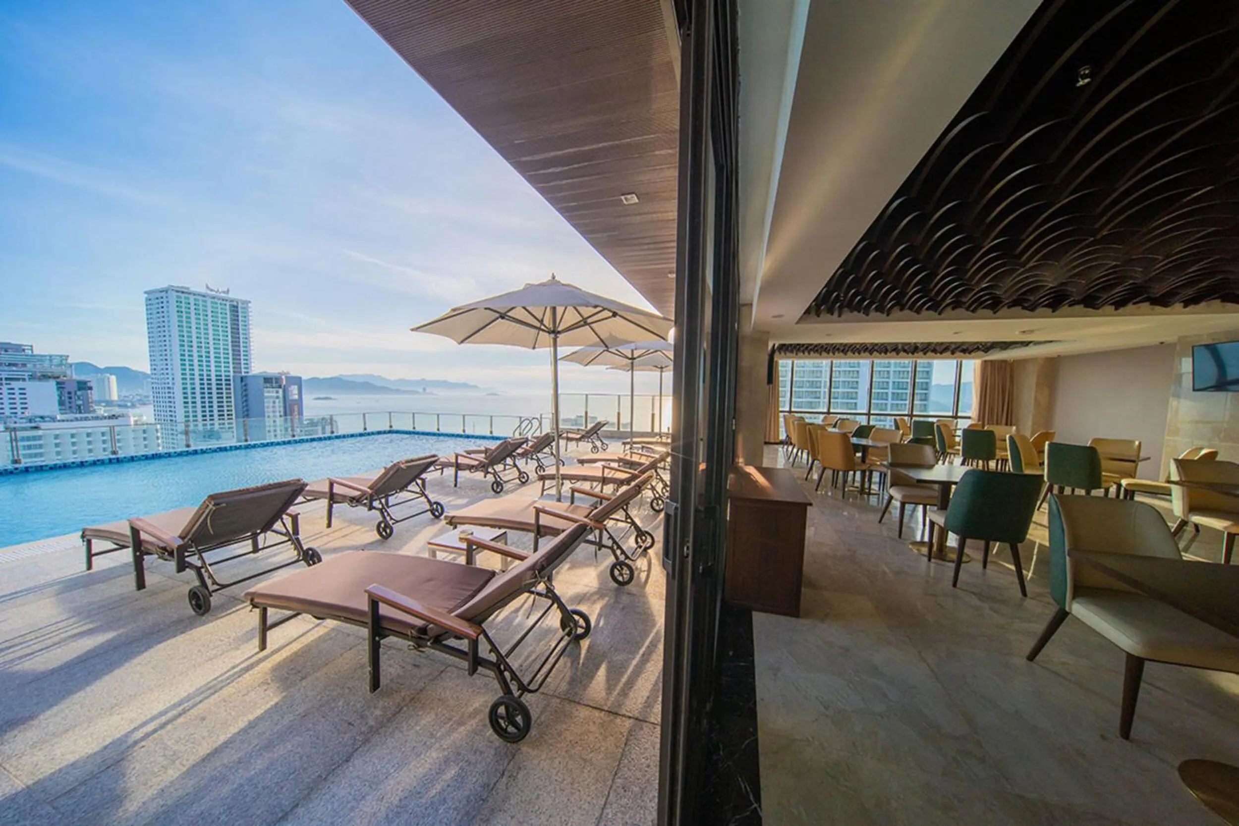 Pool view in Green Beach Hotel Nha Trang