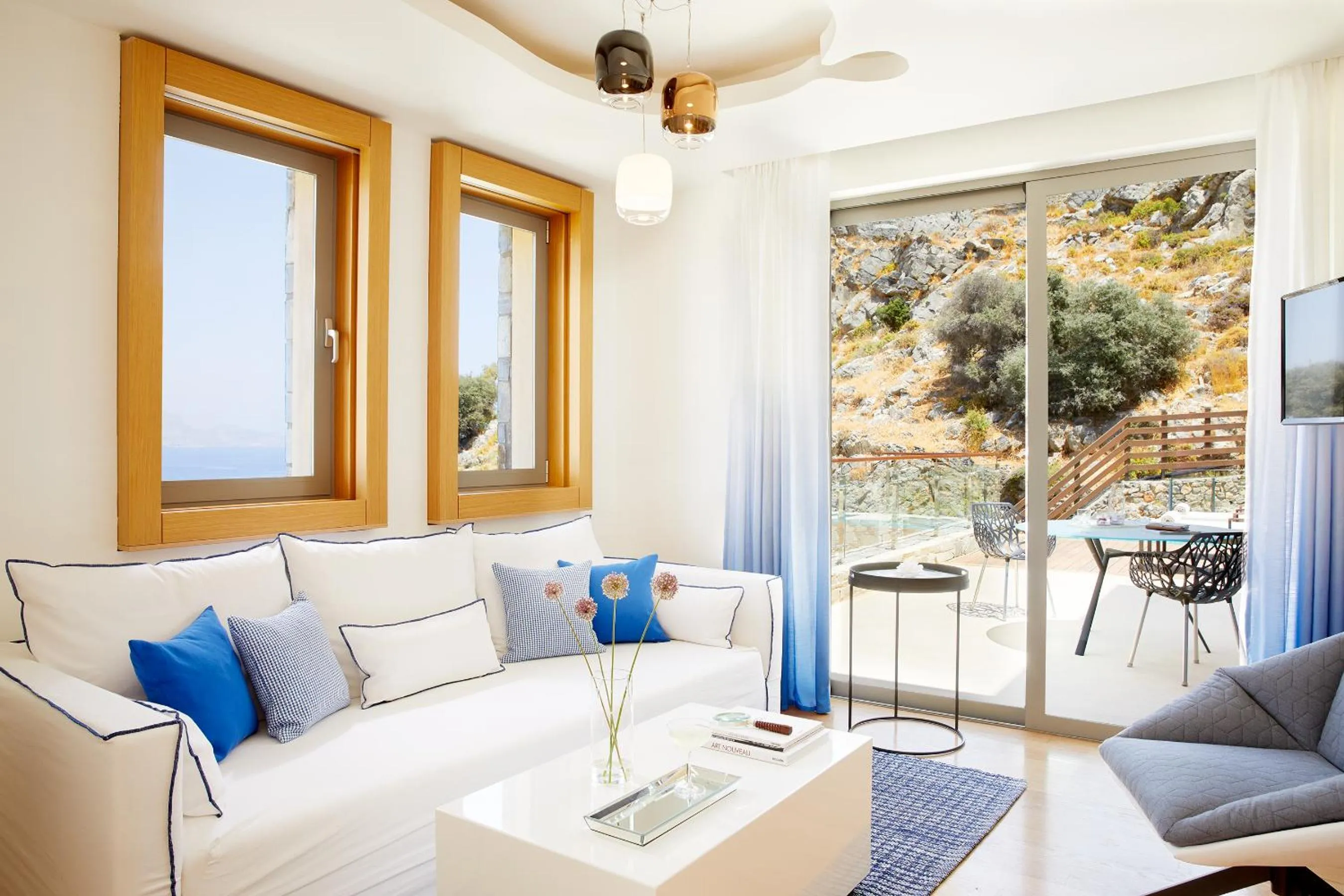 Living room in Lindos Blu Luxury Hotel-Adults only