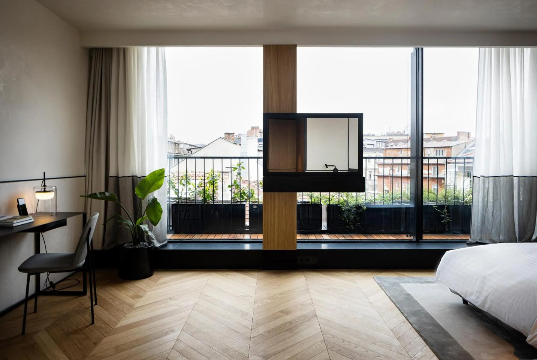 TV and multimedia, Bed in Juno Hotel Sofia, a Member of Design Hotels