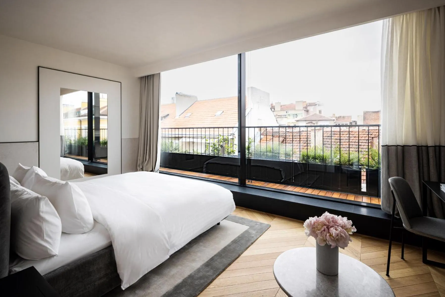 View (from property/room), Bed in Juno Hotel Sofia, a Member of Design Hotels