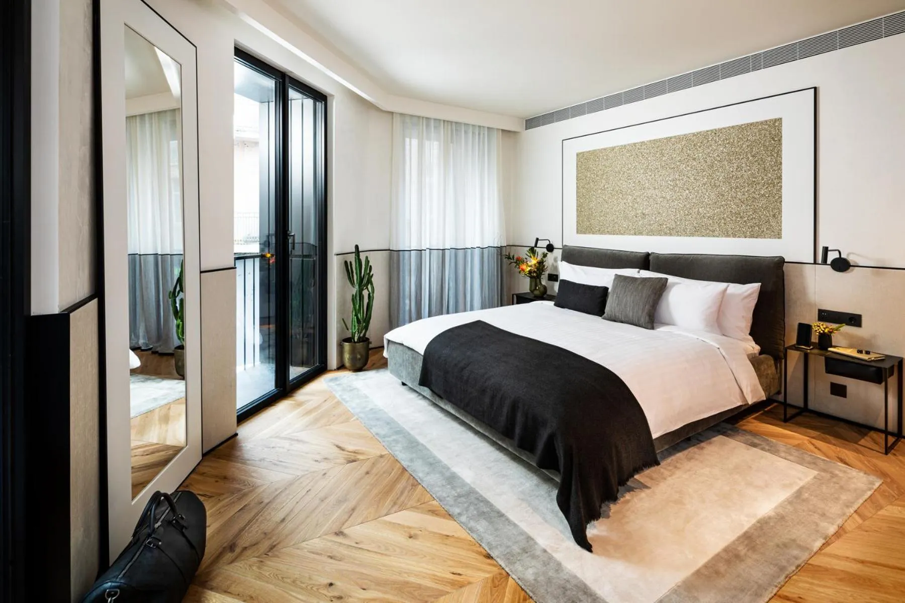 Bed in Juno Hotel Sofia, a Member of Design Hotels