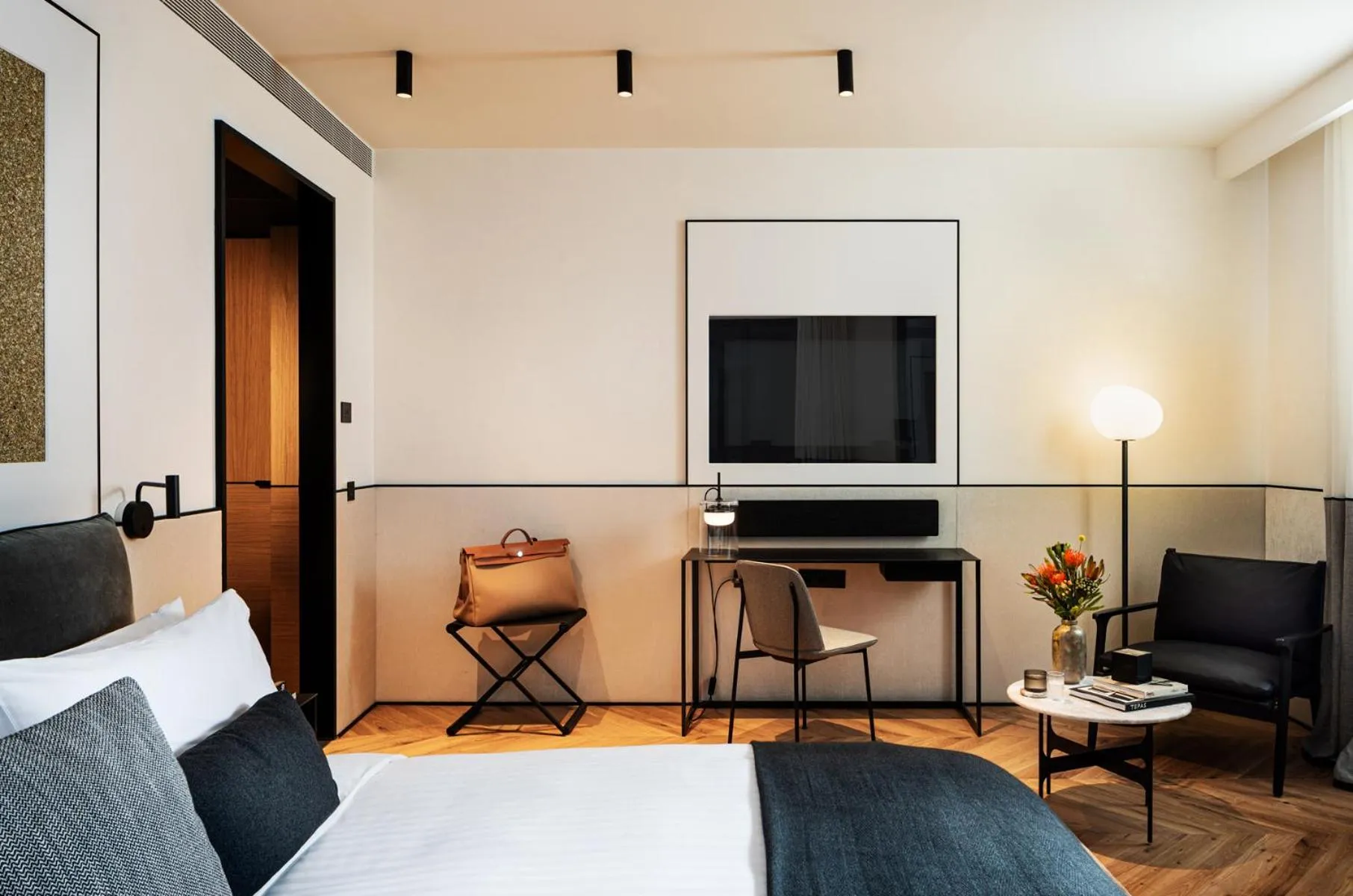 TV and multimedia, Bed in Juno Hotel Sofia, a Member of Design Hotels