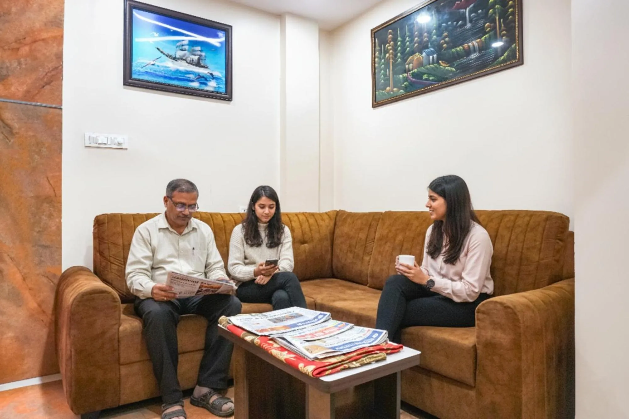 Seating area in FabHotel Rachana Residency - Nr Shivaji Nagar Metro Station and Railway Station