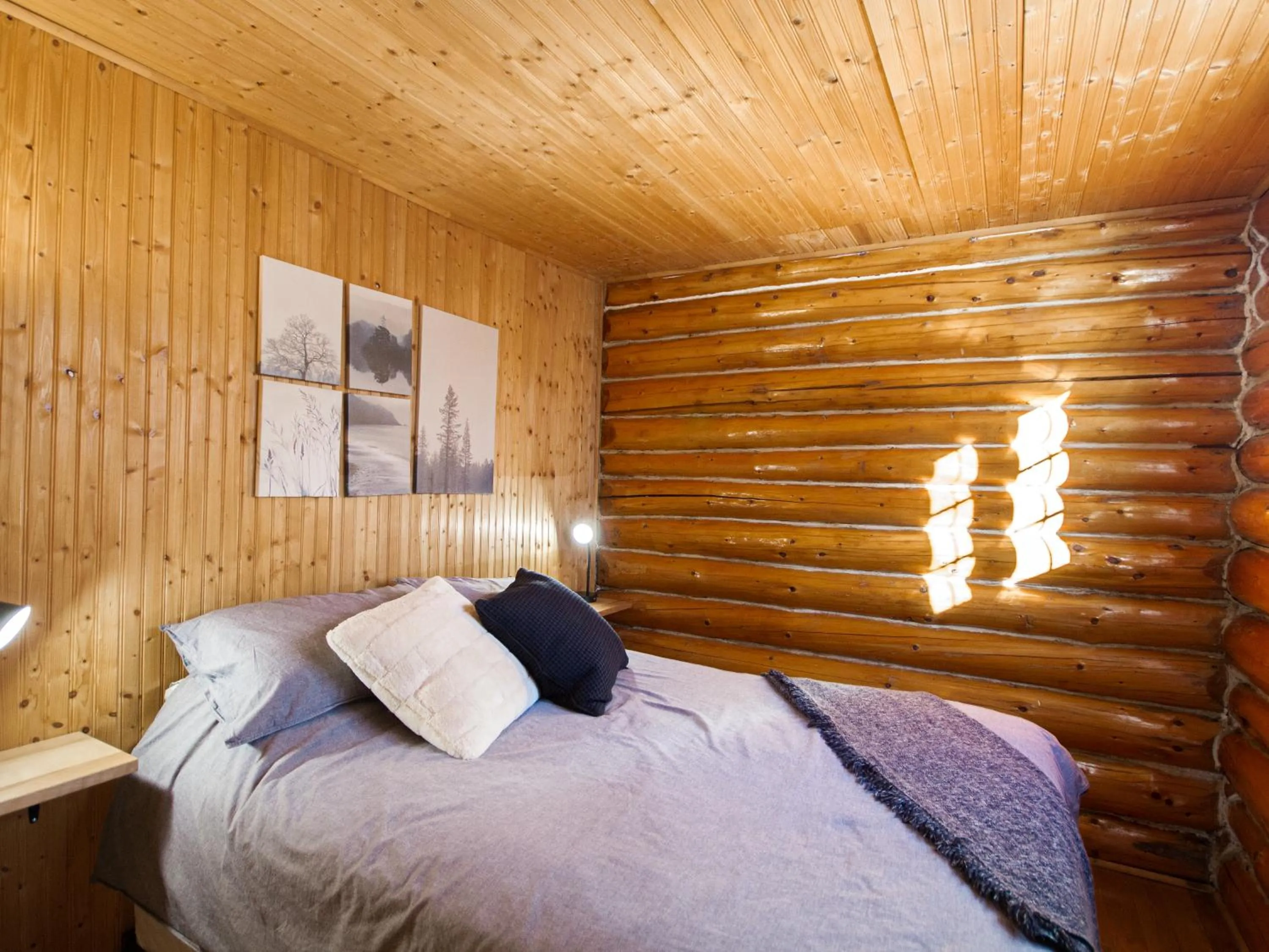 Bedroom, Bed in Riverside Cabin, Fishing, and Relaxation