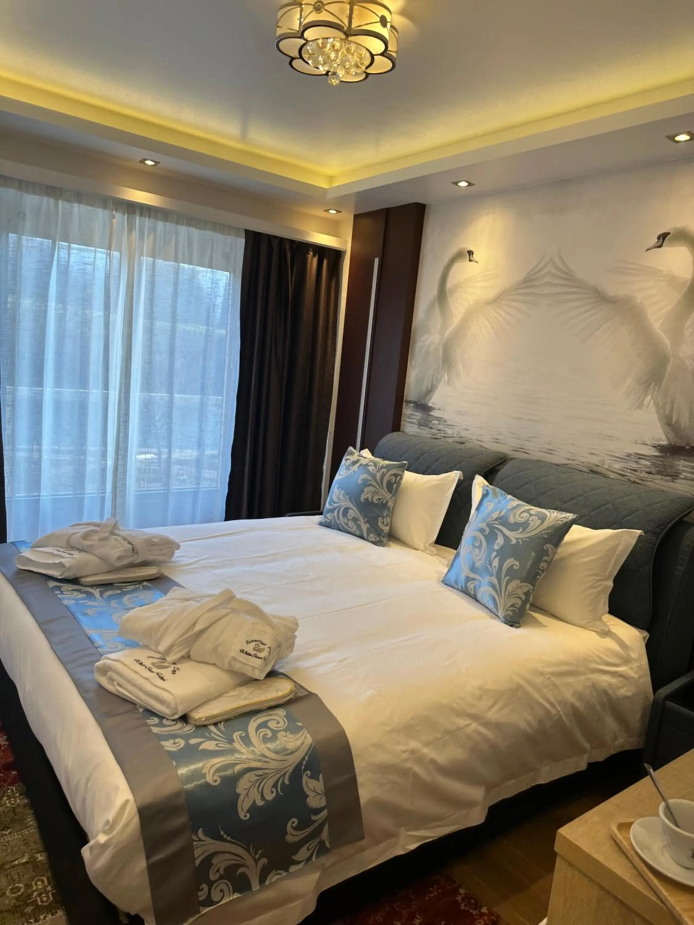 Bed in hotel whiteswan